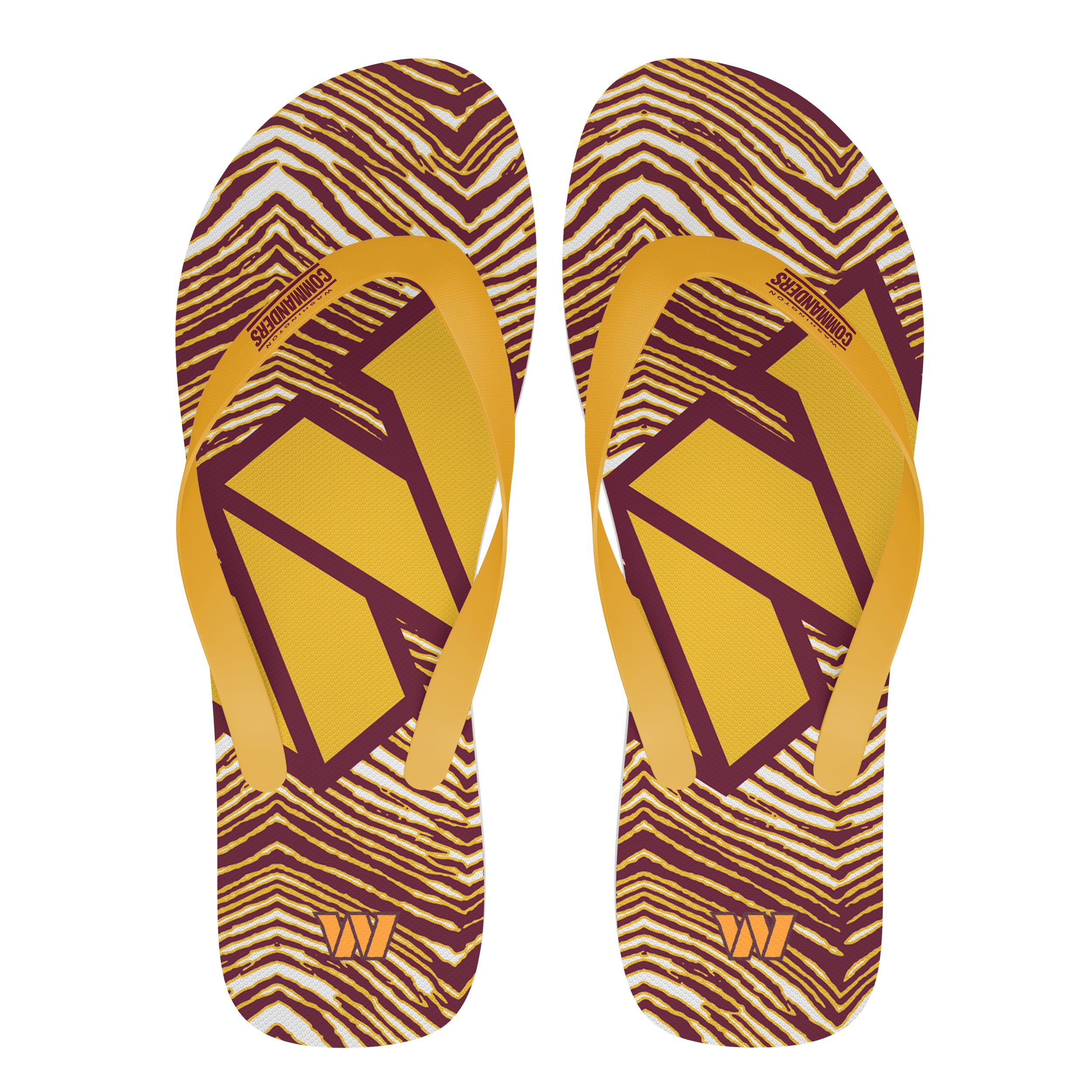 Zubaz NFL Washington Commanders Official Zebra Print Flip Flops, Unisex Team Logo
