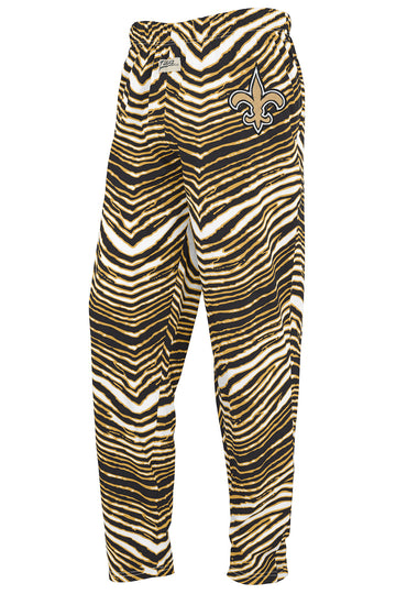 Zubaz NFL UNISEX Z88 3 Color Zebra Direct Embroidered Logo Pants, NEW ORLEANS SAINTS