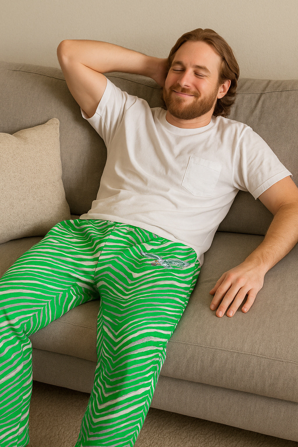 Zubaz NFL   Z88 3 Color Classic Zebra Screen Printed Logo Pant, PHILADELPHIA EAGLES