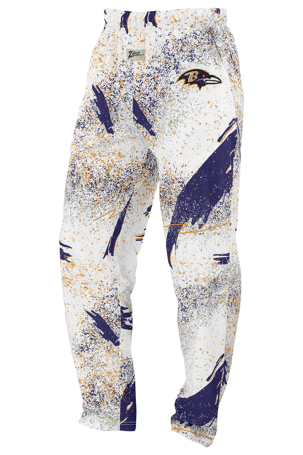 Zubaz NFL Adult Unisex Z88 Embroidered Confetti 3 Color Pants, Baltimore Ravens