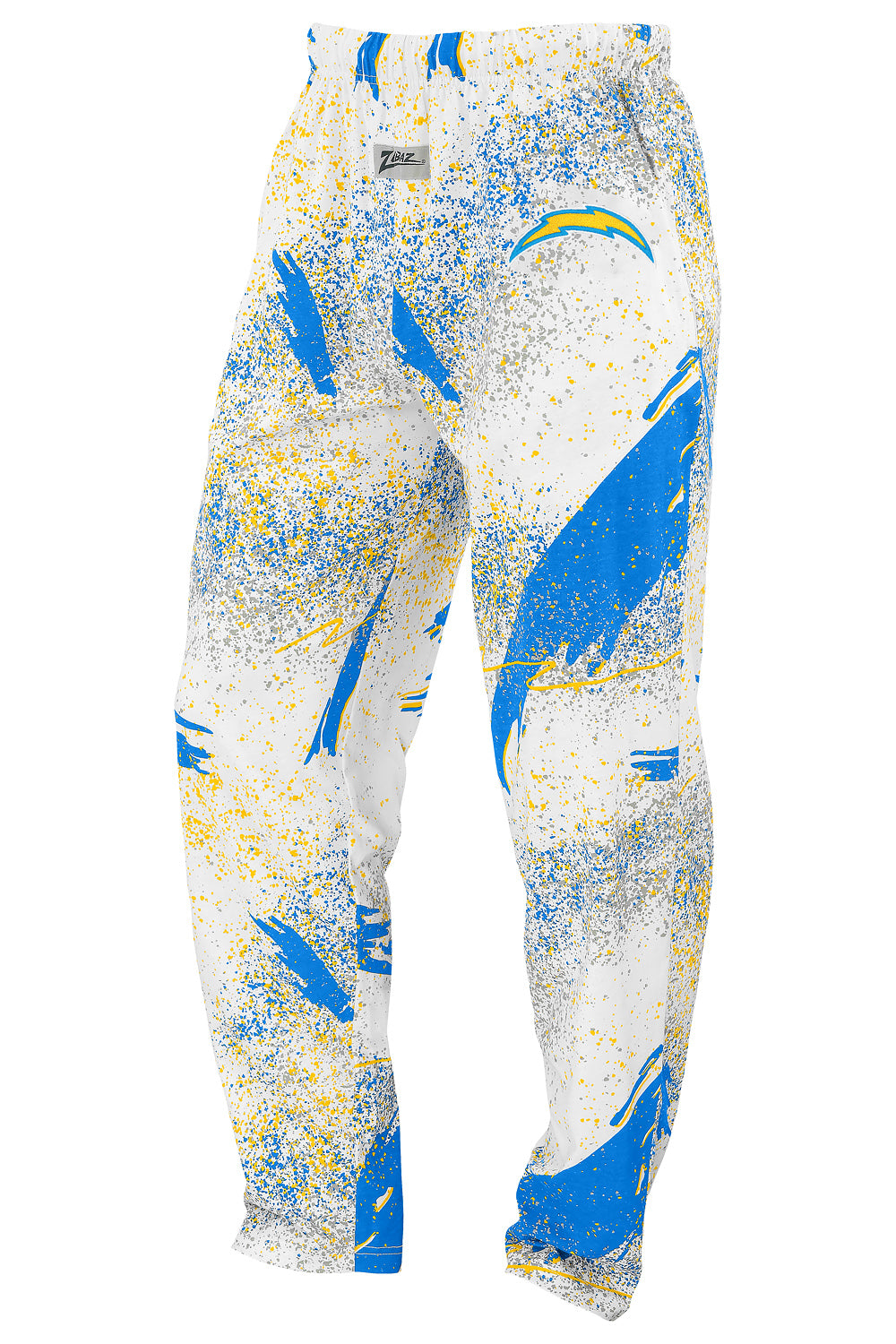 Zubaz NFL Adult Unisex Z88 Embroidered Confetti 3 Color Pants, Los Angeles Chargers