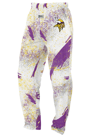 Zubaz NFL Adult Unisex Z88 Embroidered Confetti 3 Color Pants, Minnesota Vikings