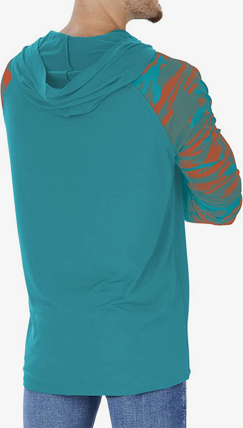 Zubaz NFL  Men's Linebacker Camo Line Sleeves Lightweight Hoodie, MIAMI DOLPHINS