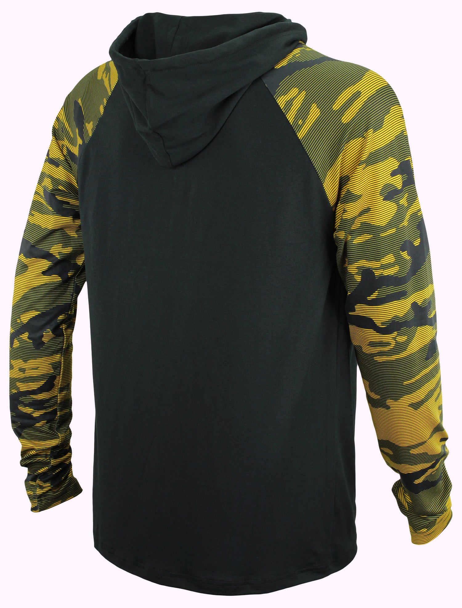 Zubaz NFL   Men's Camo Line Sleeves Lightweight 1/4 Zip Color Block Hoodie, PITTSBURGH STEELERS