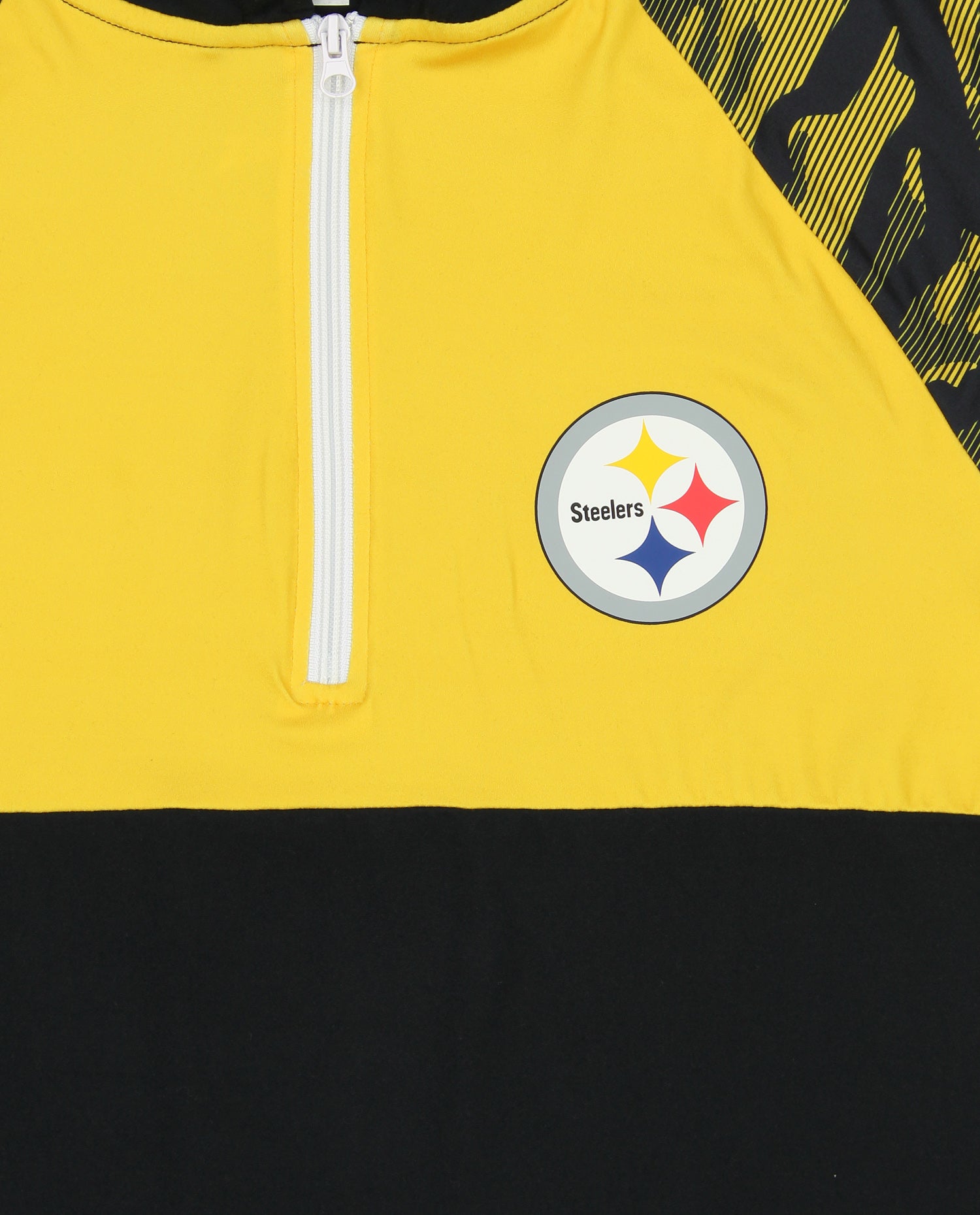 Zubaz NFL   Men's Camo Line Sleeves Lightweight 1/4 Zip Color Block Hoodie, PITTSBURGH STEELERS