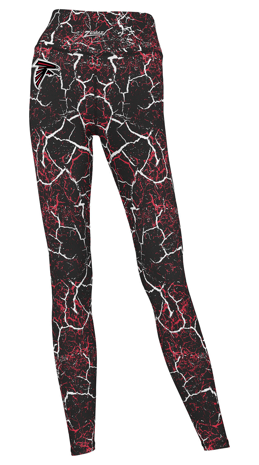 Zubaz NFL Women's 2 Pack Zebra 2 Color And Marble Leggings with Pimary Logo, Atlanta Falcons
