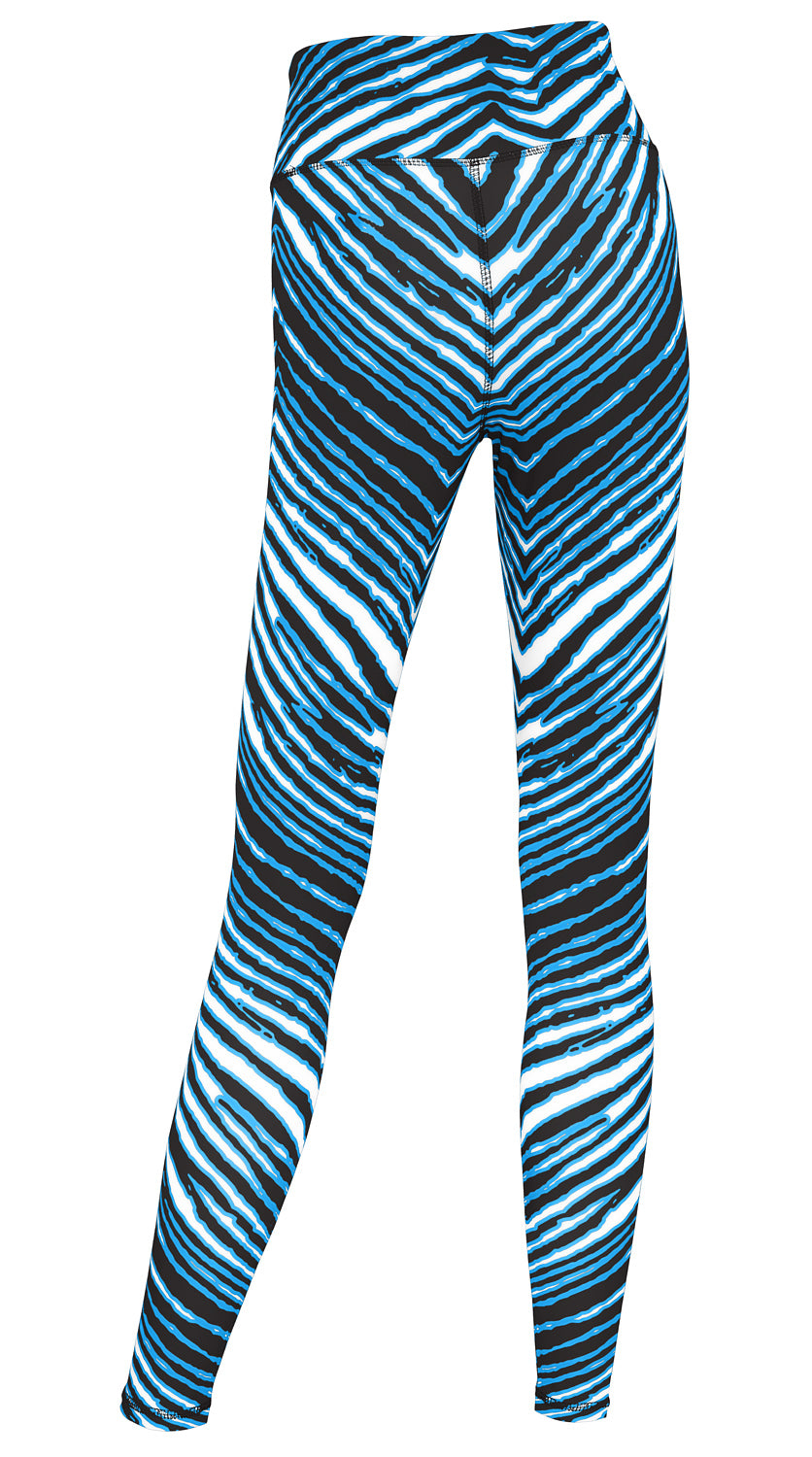 Zubaz NFL Women's 2 Pack Zebra 2 Color And Marble Leggings with Pimary Logo, Carolina Panthers