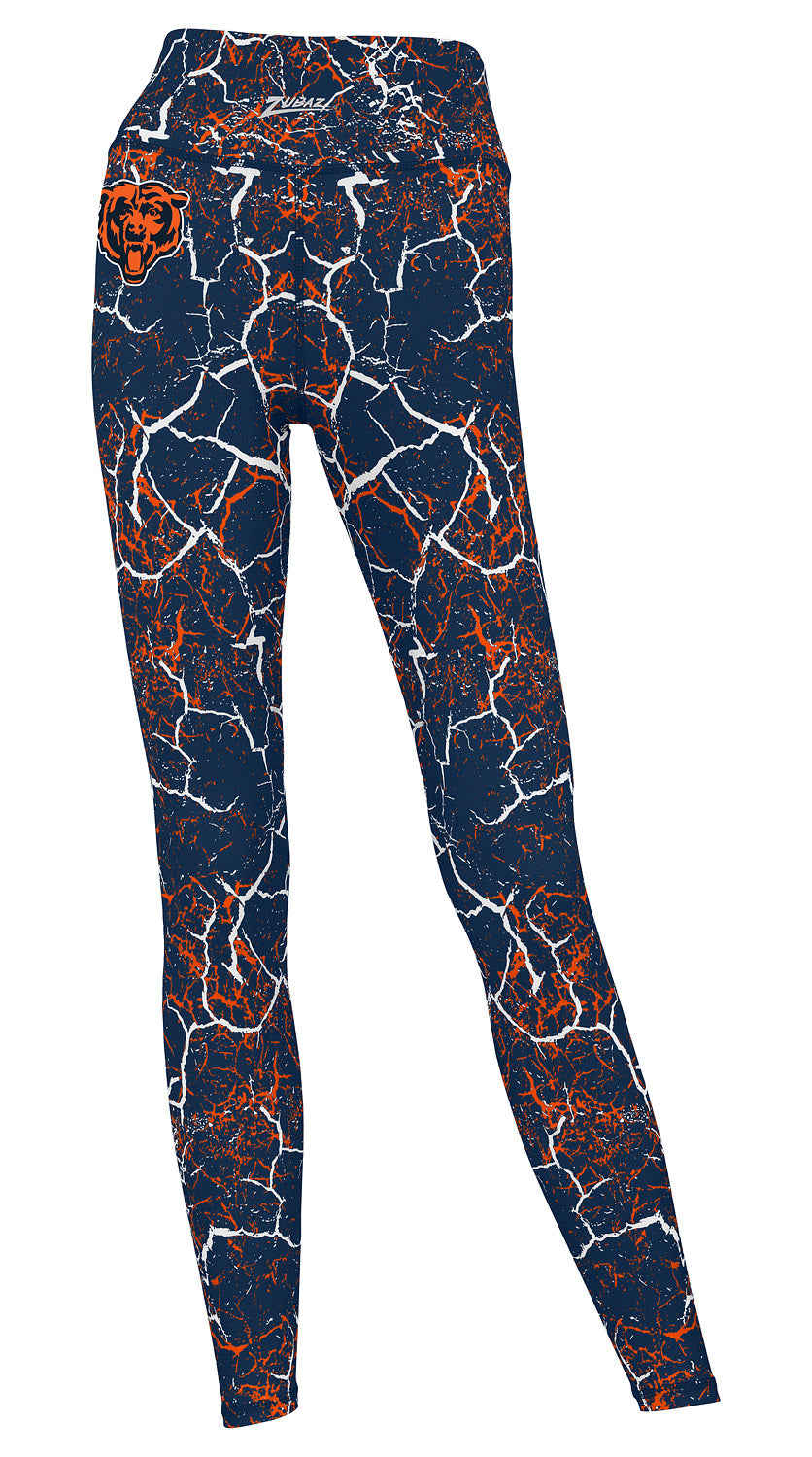 Zubaz NFL Women's 2 Pack Zebra 2 Color And Marble Leggings with Pimary Logo, Chicago Bears