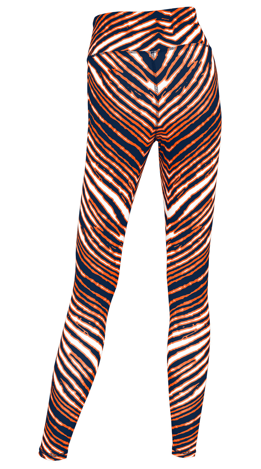Zubaz NFL Women's 2 Pack Zebra 2 Color And Marble Leggings with Pimary Logo, Chicago Bears