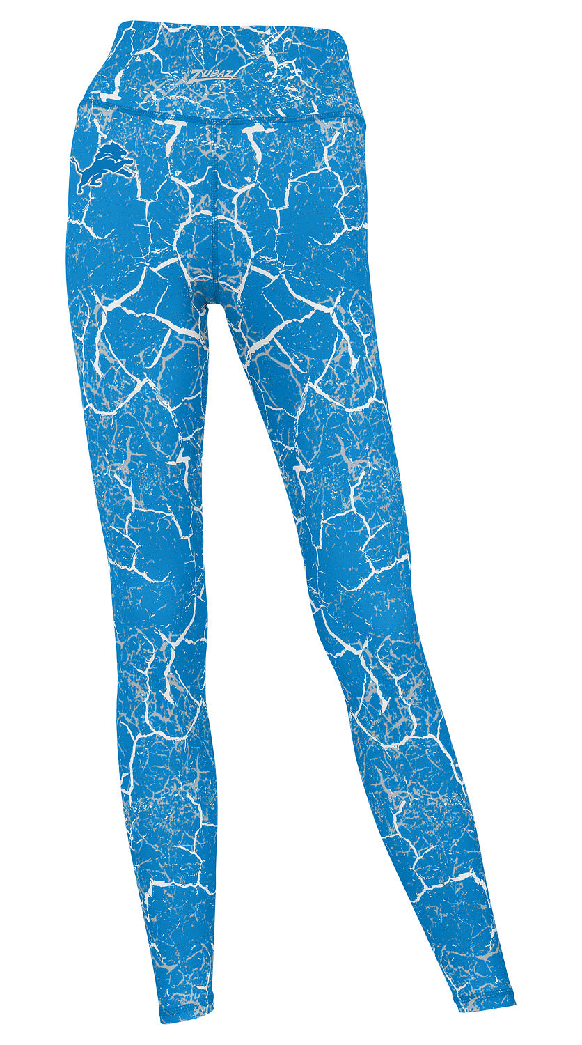 Zubaz NFL Women's 2 Pack Zebra 2 Color And Marble Leggings with Pimary Logo, Detroit Lions