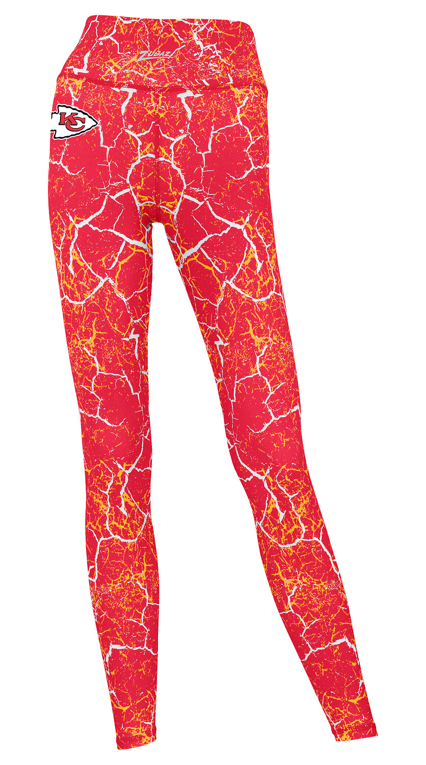 Zubaz NFL Women's 2 Pack Zebra 2 Color And Marble Leggings with Pimary Logo, Kansas City Chiefs