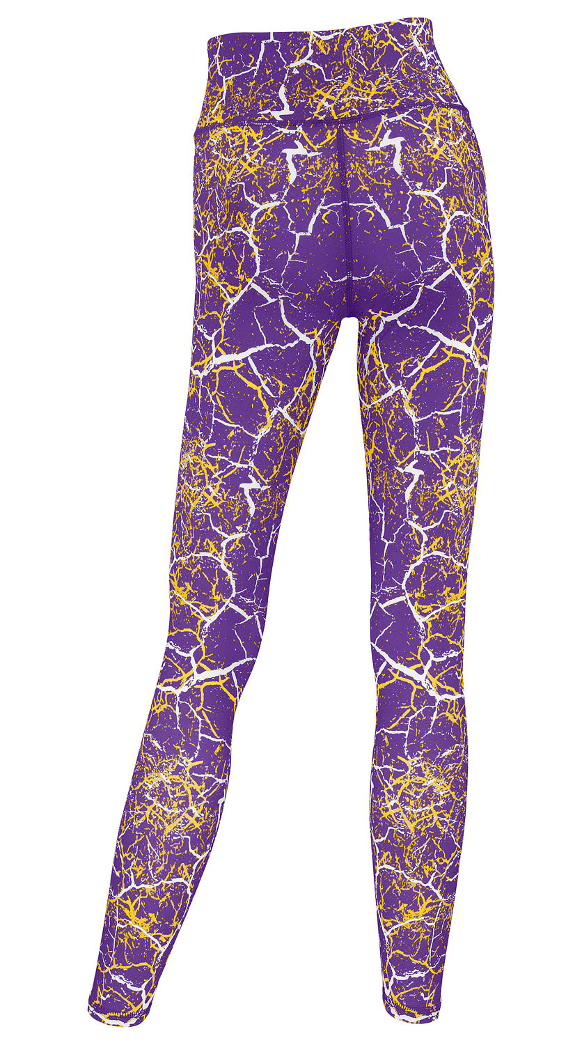 Zubaz NFL Women's 2 Pack Zebra 2 Color And Marble Leggings with Pimary Logo, Minnesota Vikings