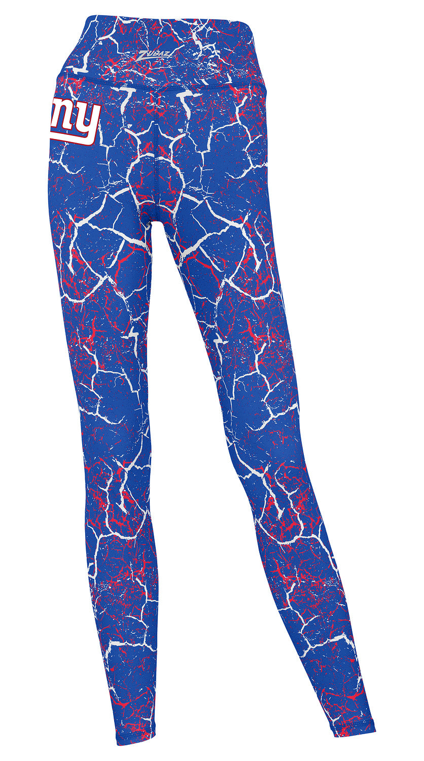 Zubaz NFL Women's 2 Pack Zebra 2 Color And Marble Leggings with Pimary Logo, New York Giants
