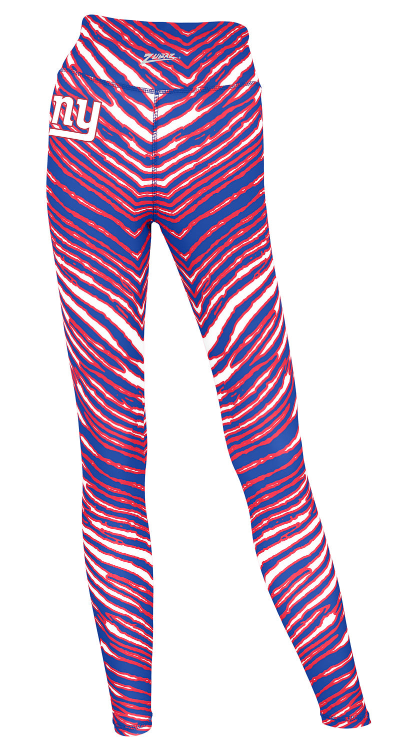 Zubaz NFL Women's 2 Pack Zebra 2 Color And Marble Leggings with Pimary Logo, New York Giants