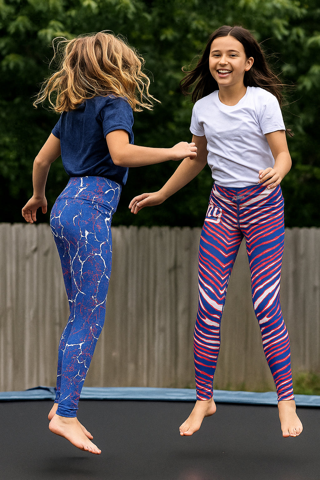 Zubaz NFL Women's 2 Pack Zebra 2 Color And Marble Leggings with Pimary Logo, New York Giants