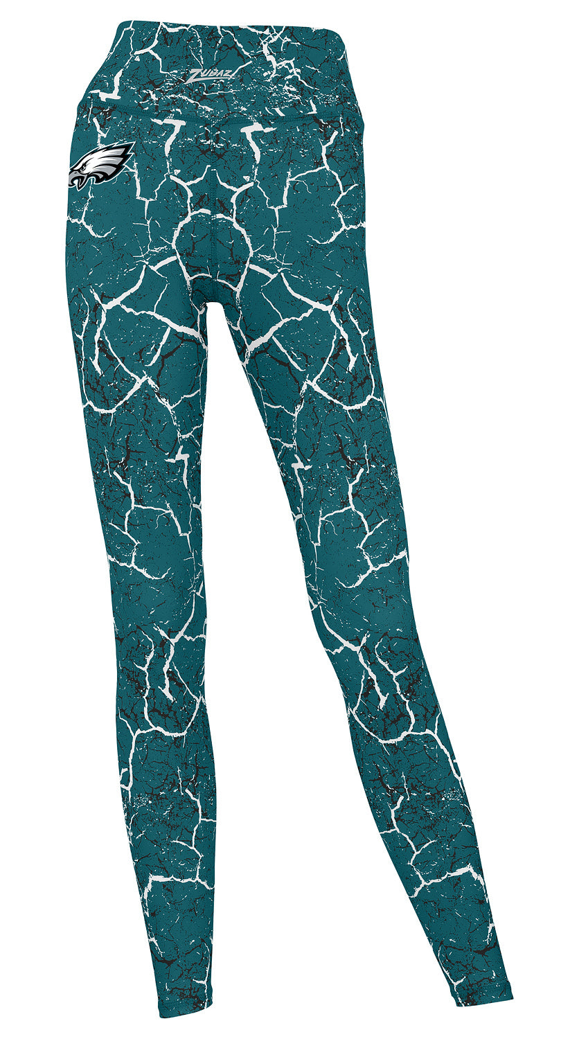 Zubaz NFL Women's 2 Pack Zebra 2 Color And Marble Leggings with Pimary Logo, Philadelphia Eagles