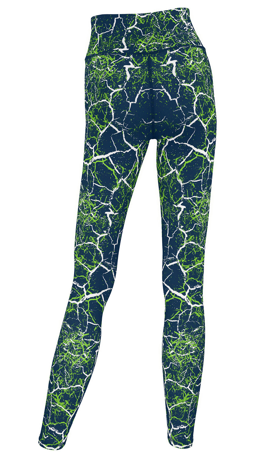 Zubaz NFL Women's 2 Pack Zebra 2 Color And Marble Leggings with Pimary Logo, Seattle Seahawks