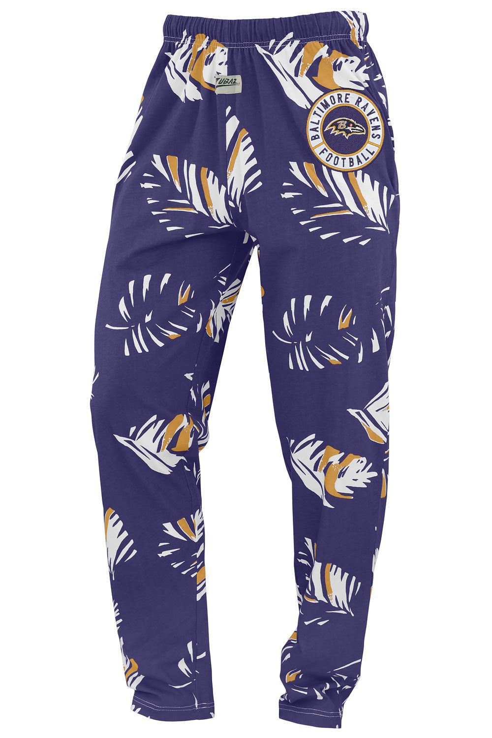 Zubaz NFL Adult Unisex Z88 Embroidered Leaf 3 Color Pants, Baltimore Ravens