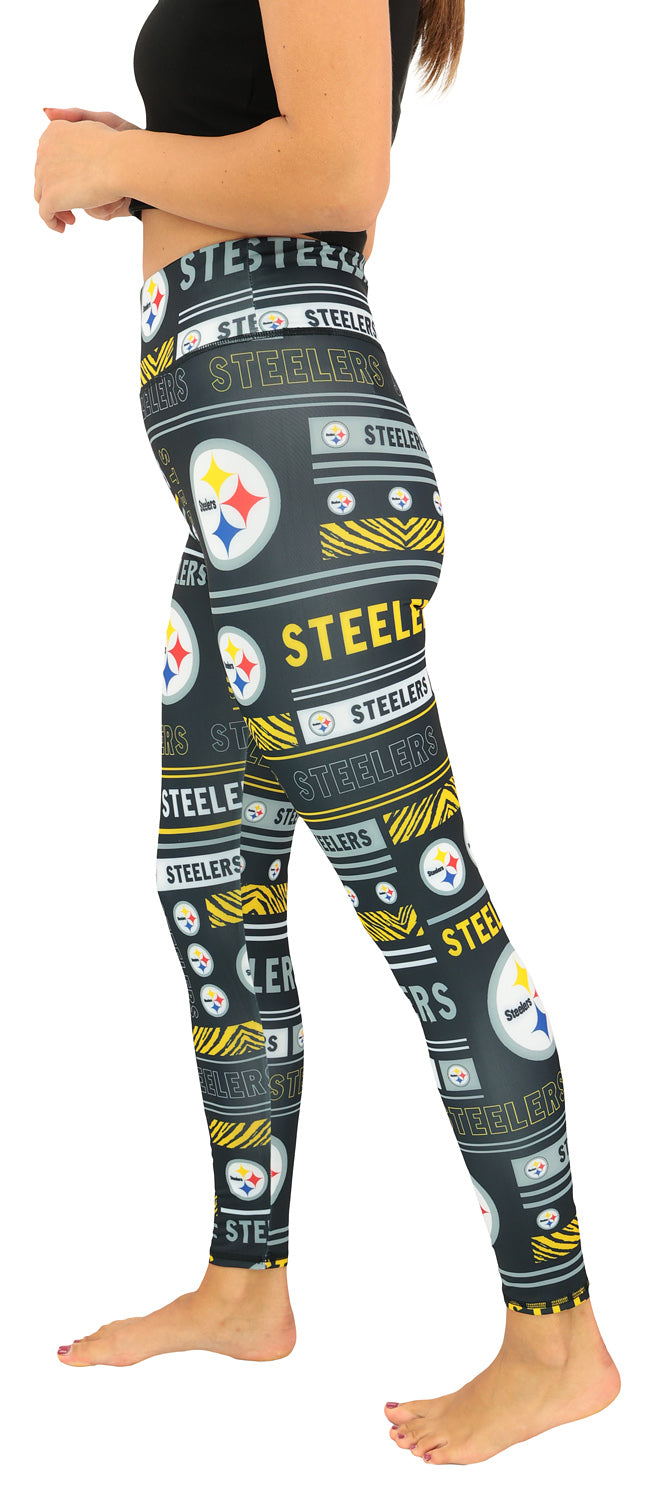 Zubaz NFL Women's Column Leggings, Pittsburgh Steelers