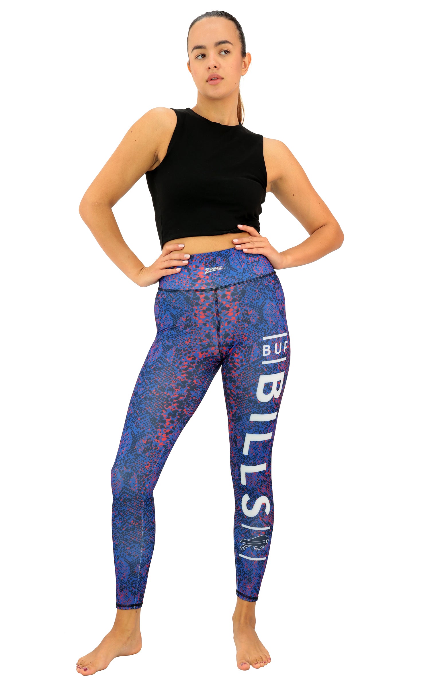 Zubaz NFL Women's Field Goal Primary Post Leggings, Buffalo Bills