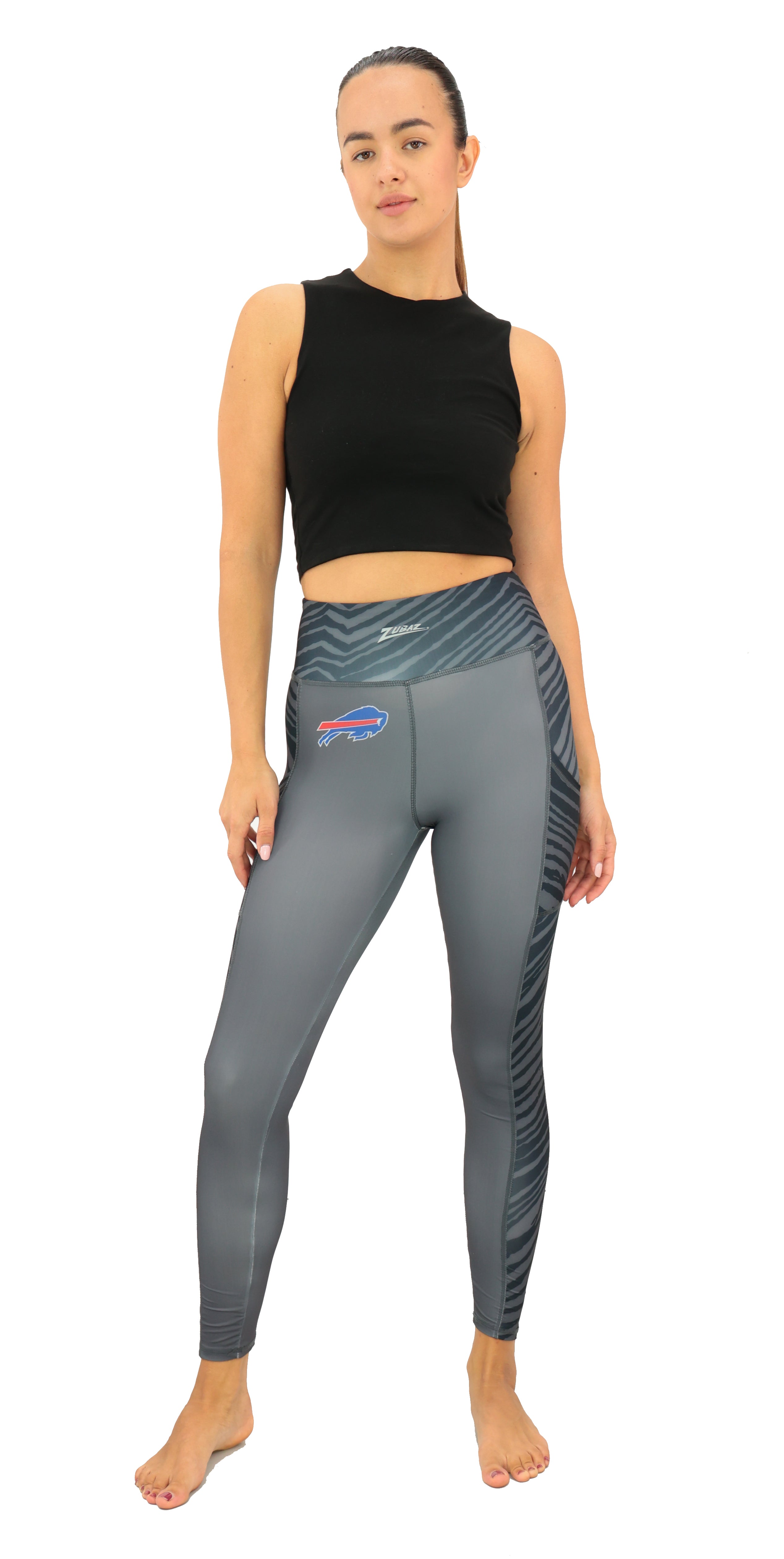 Zubaz NFL Women's Elevated Zebra Tonal Leggings, Buffalo Bills