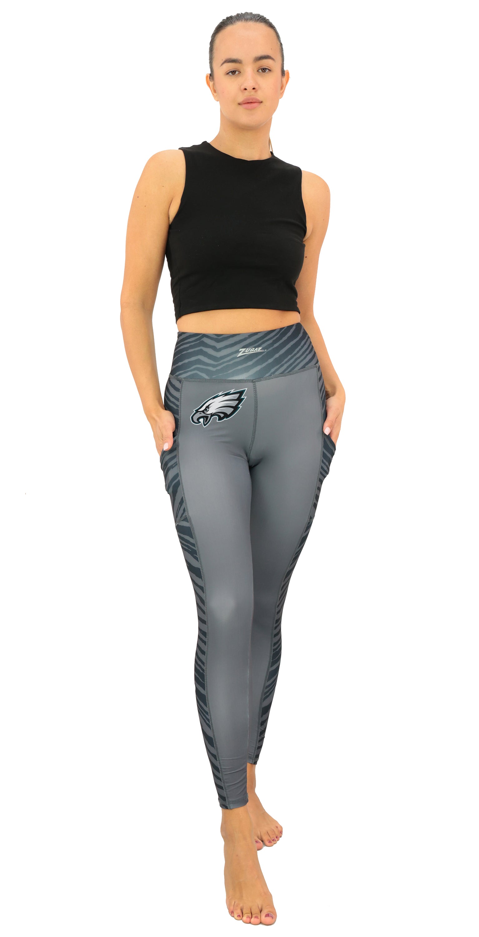 Zubaz NFL Women's Elevated Zebra Tonal Leggings, Philadelphia Eagles