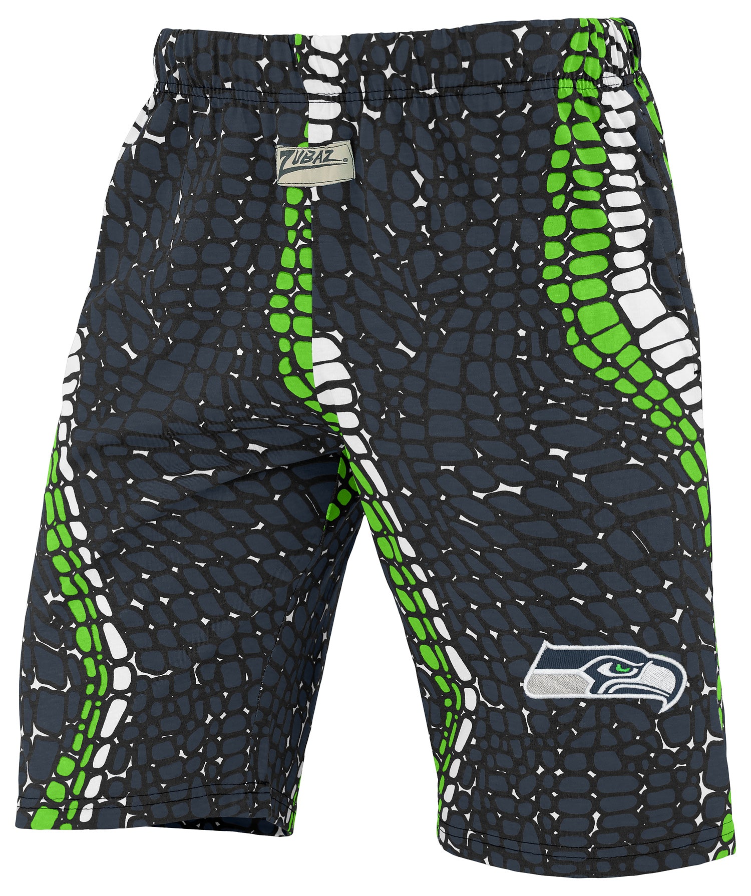 Zubaz NFL Adult Unisex Z88 Embroidered Gator 3 Color Shorts, Seattle Seahawks
