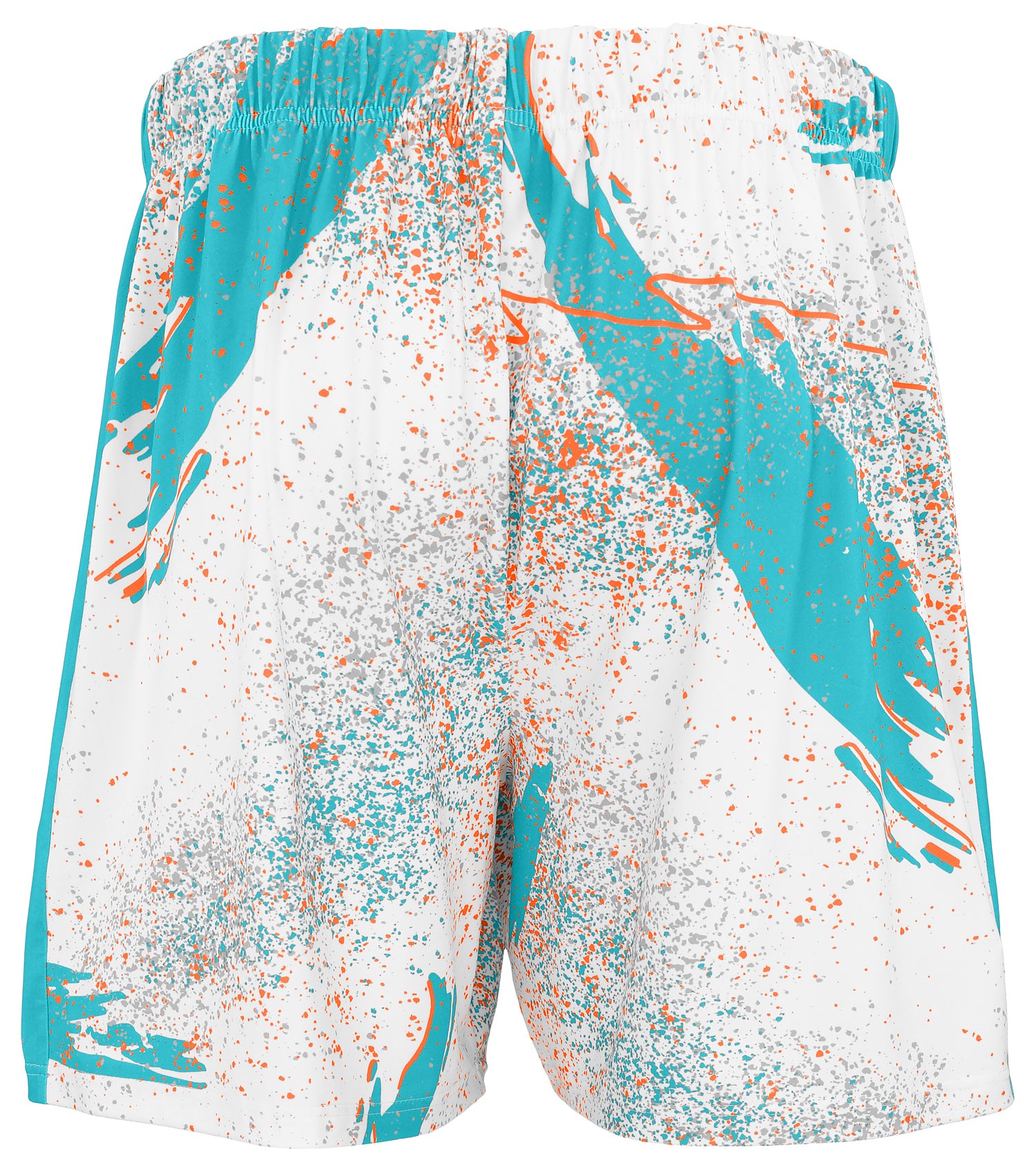 Zubaz NFL Men's 7in Confetti Overtime Block Text Shorts, Miami Dolphins