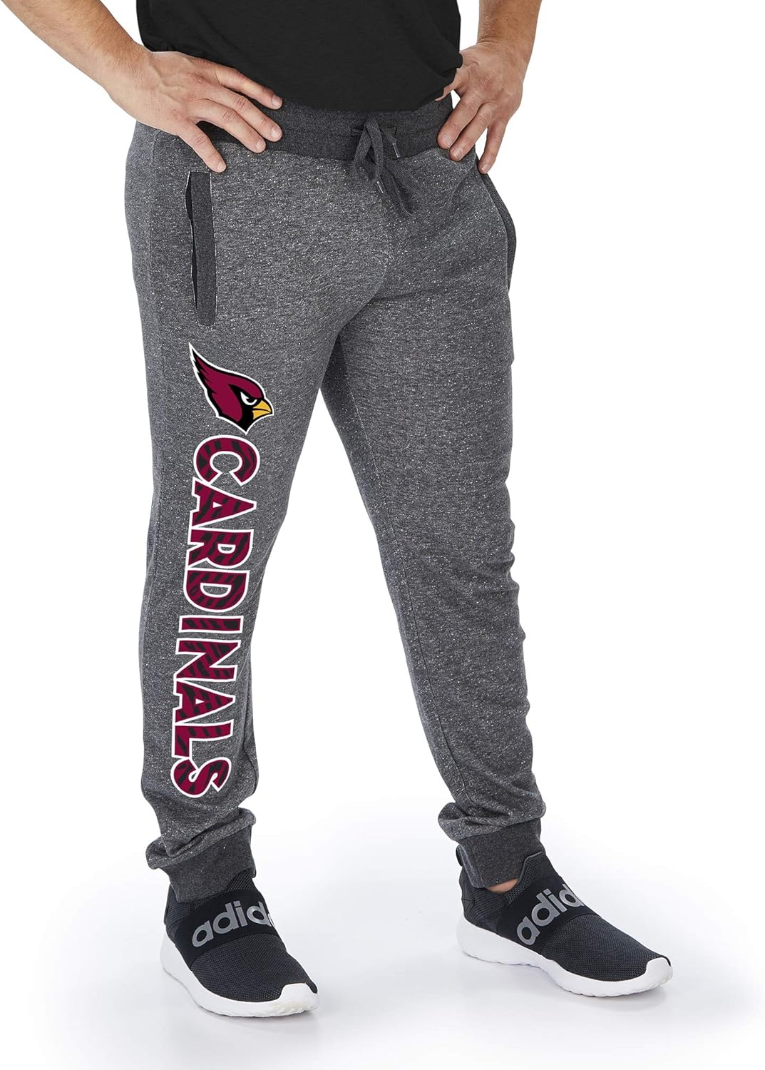 Zubaz NFL Mens Arizona Cardinals Dark Heather Gray Marled French Terry Jogger