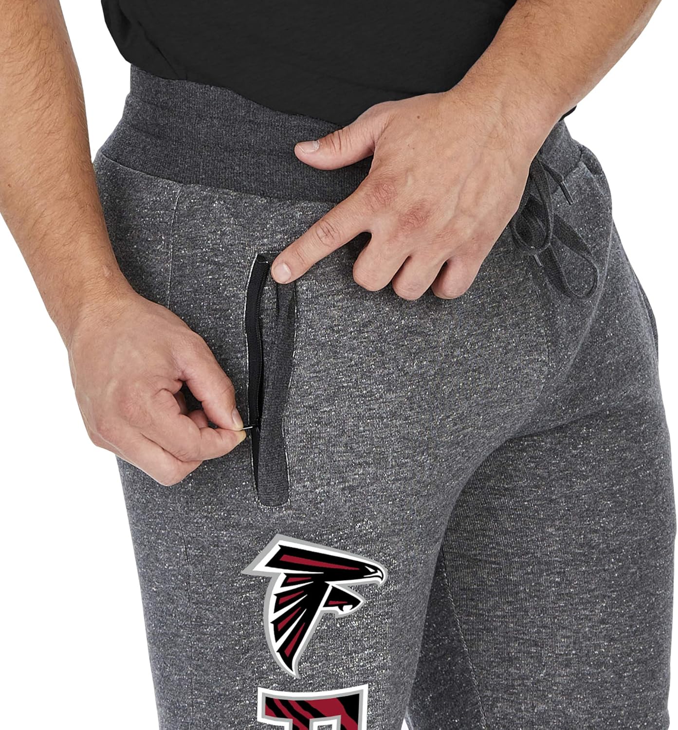 Zubaz NFL Mens Atlanta Falcons Dark Heather Gray Marled French Terry Jogger