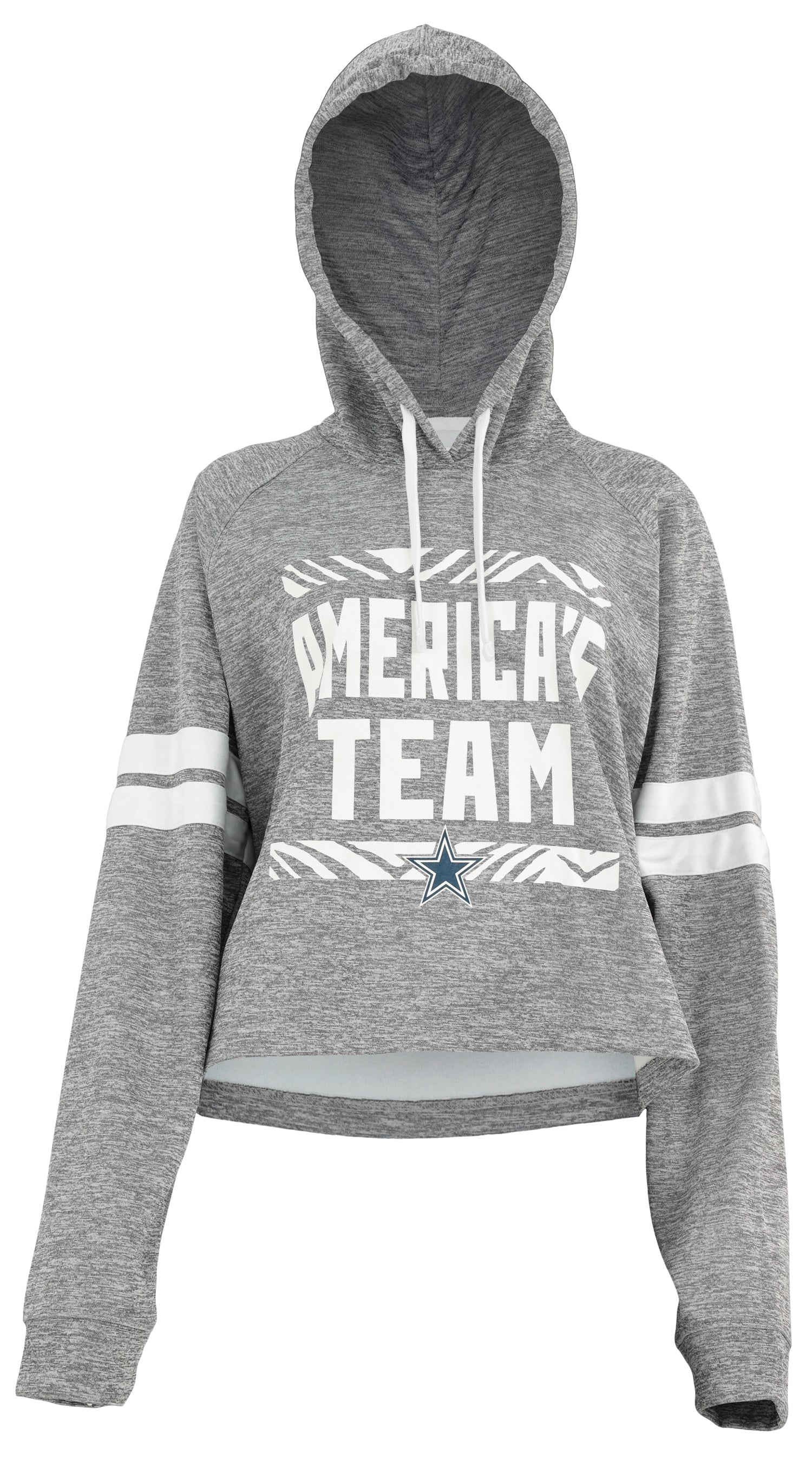 Zubaz NFL Women's Dallas Cowboys Team Slogan Crop Top Hoodie