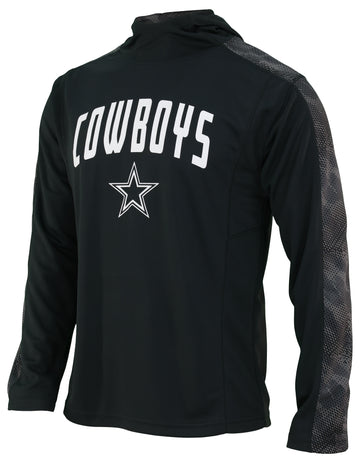 Zubaz NFL Men's Dallas Cowboys Black Elevated Lightweight Hoodie With Viper Accents
