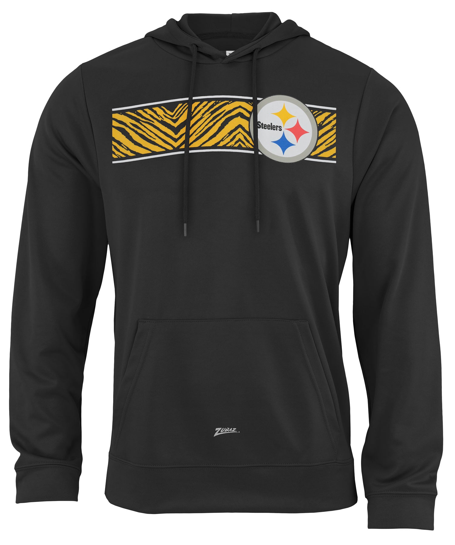 Zubaz NFL Mens Pittsburgh Steelers Zebra Logo Graphic Black Hoodie