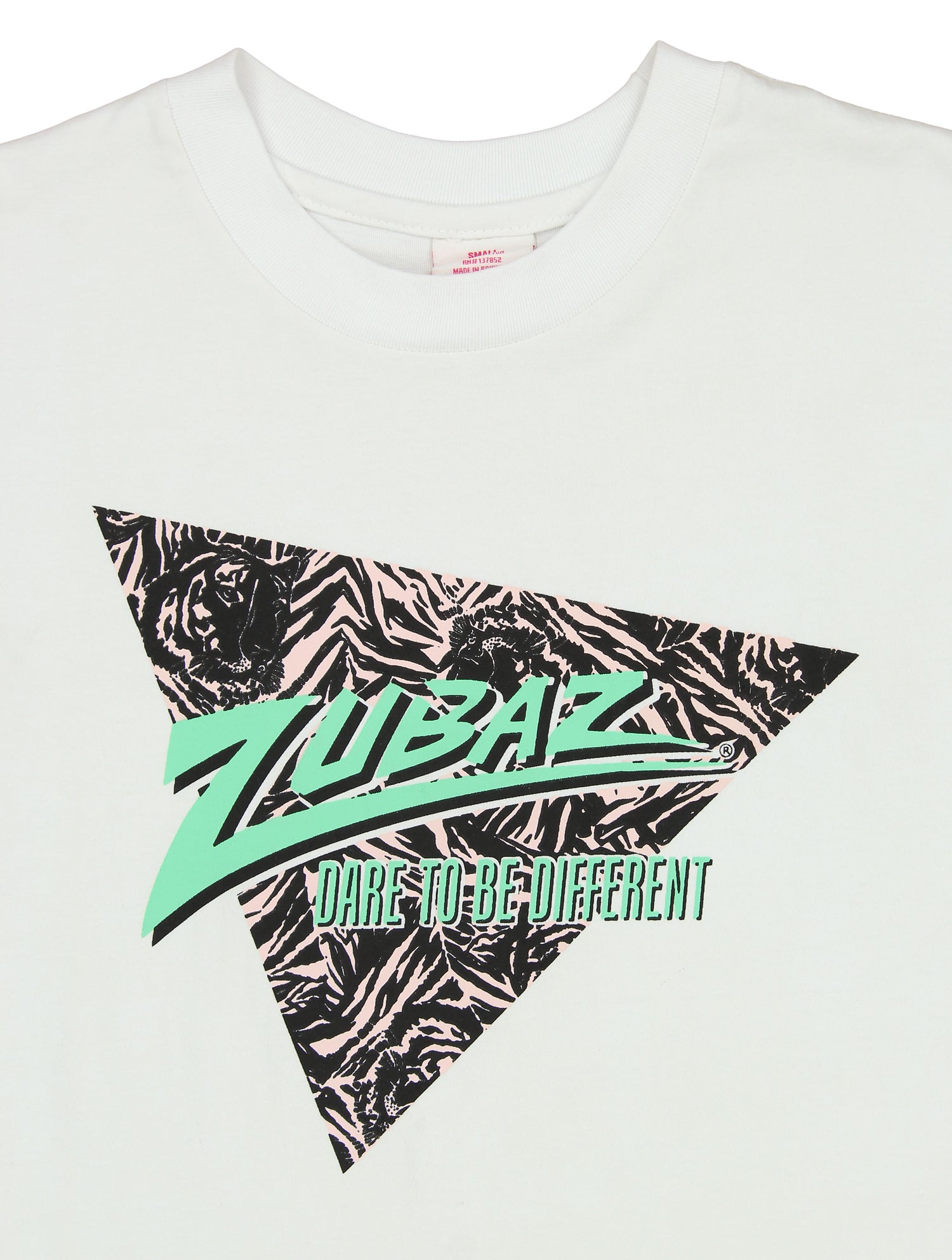 Zubaz 88 Men's Oversized Short Sleeve T-Shirt - LIGHT PINK/BLACK TIGER