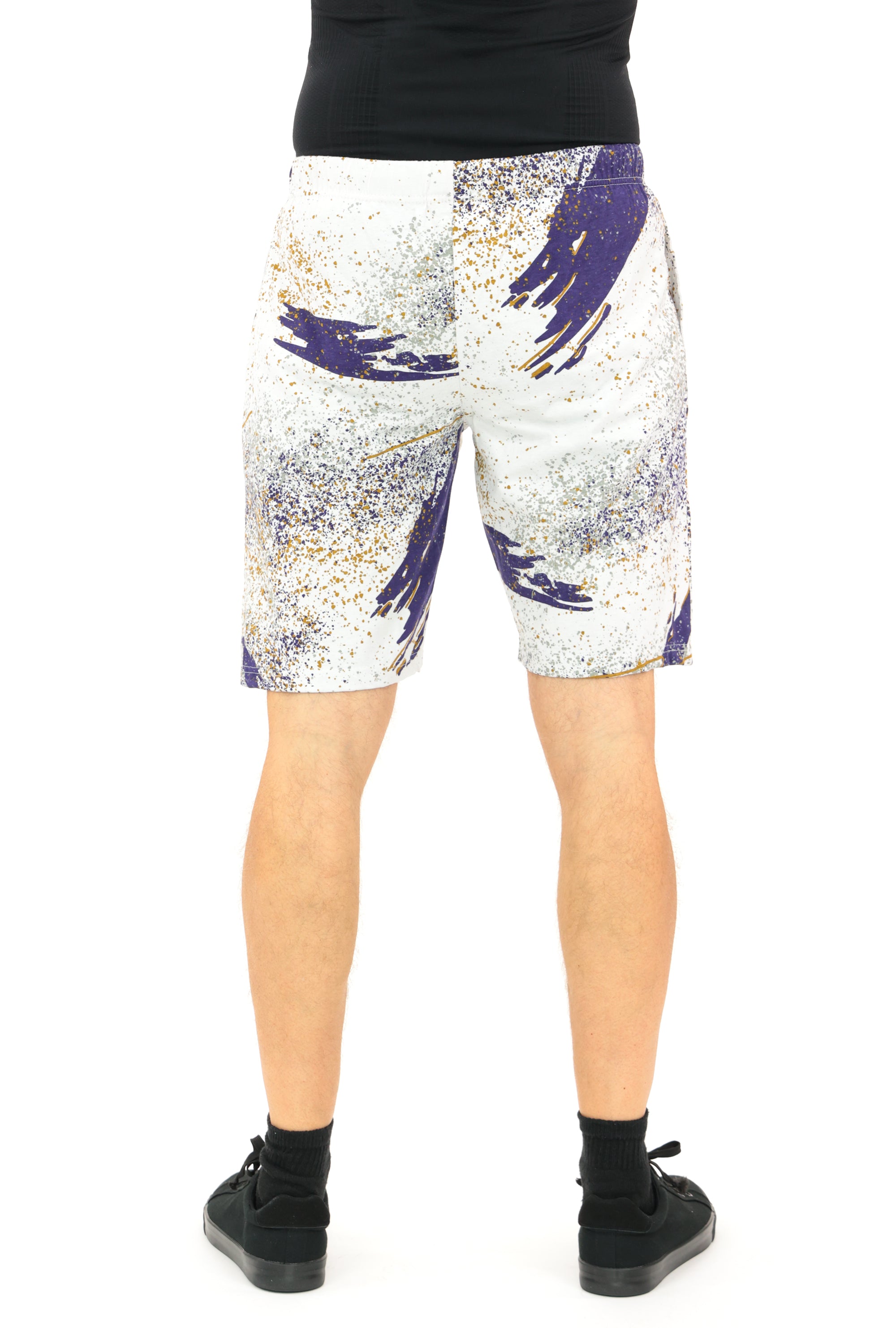 Zubaz NFL Adult Unisex Z88 Embroidered Confetti 3 Team Color Shorts, Baltimore Ravens