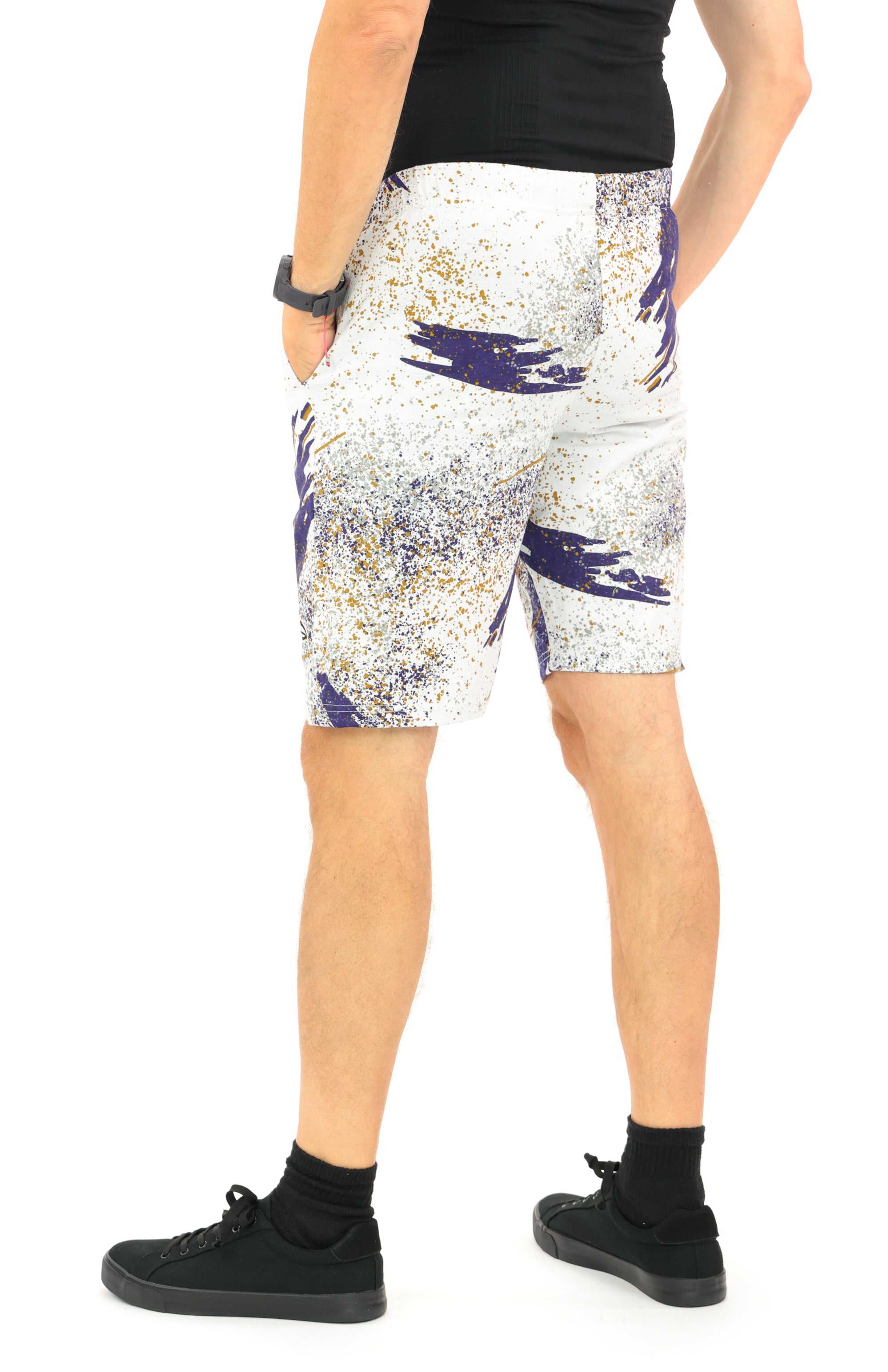 Zubaz NFL Adult Unisex Z88 Embroidered Confetti 3 Team Color Shorts, Baltimore Ravens