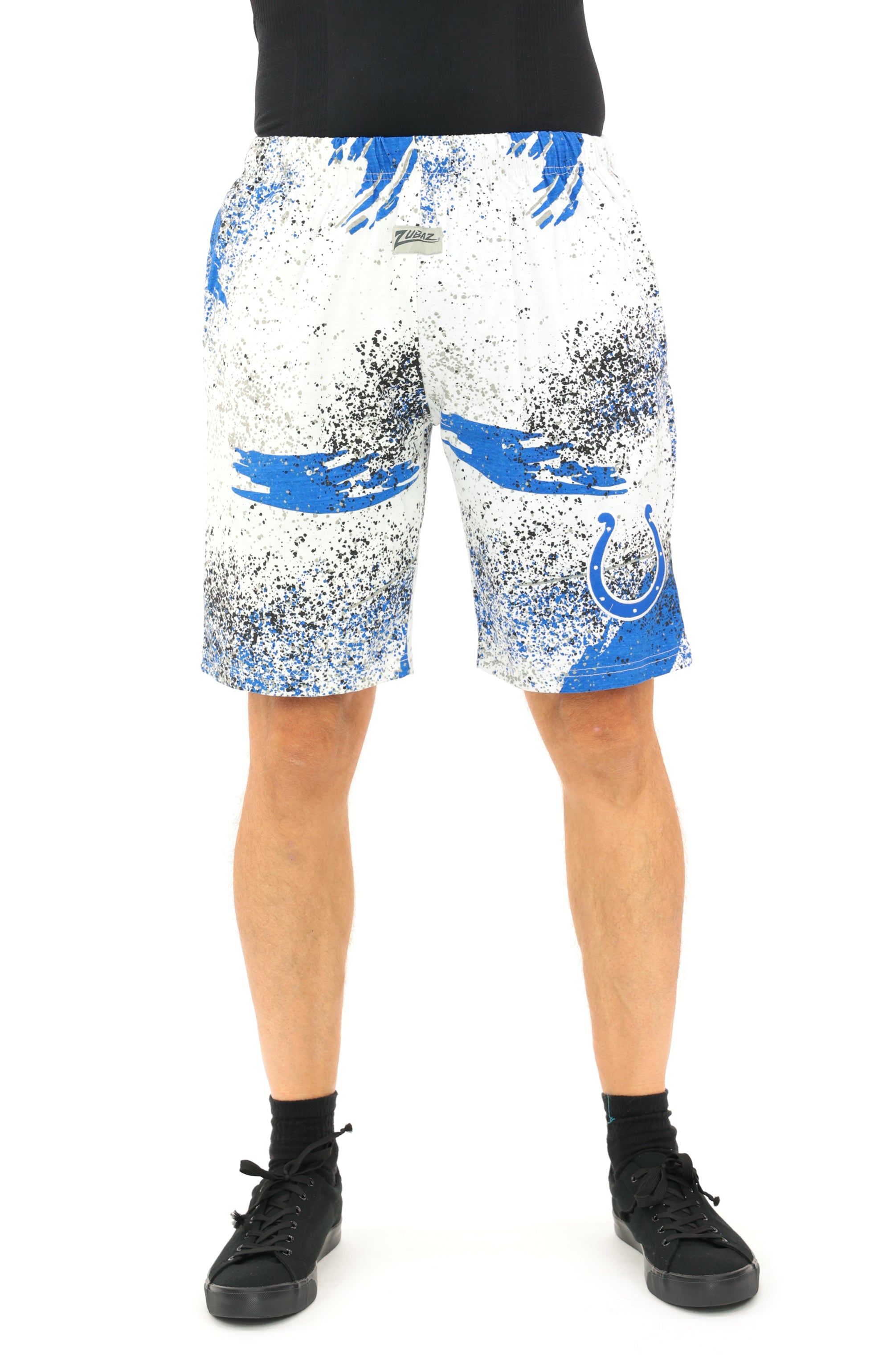 Zubaz NFL Adult Unisex Z88 Embroidered Confetti 3 Team Color Shorts, Indianapolis Colts