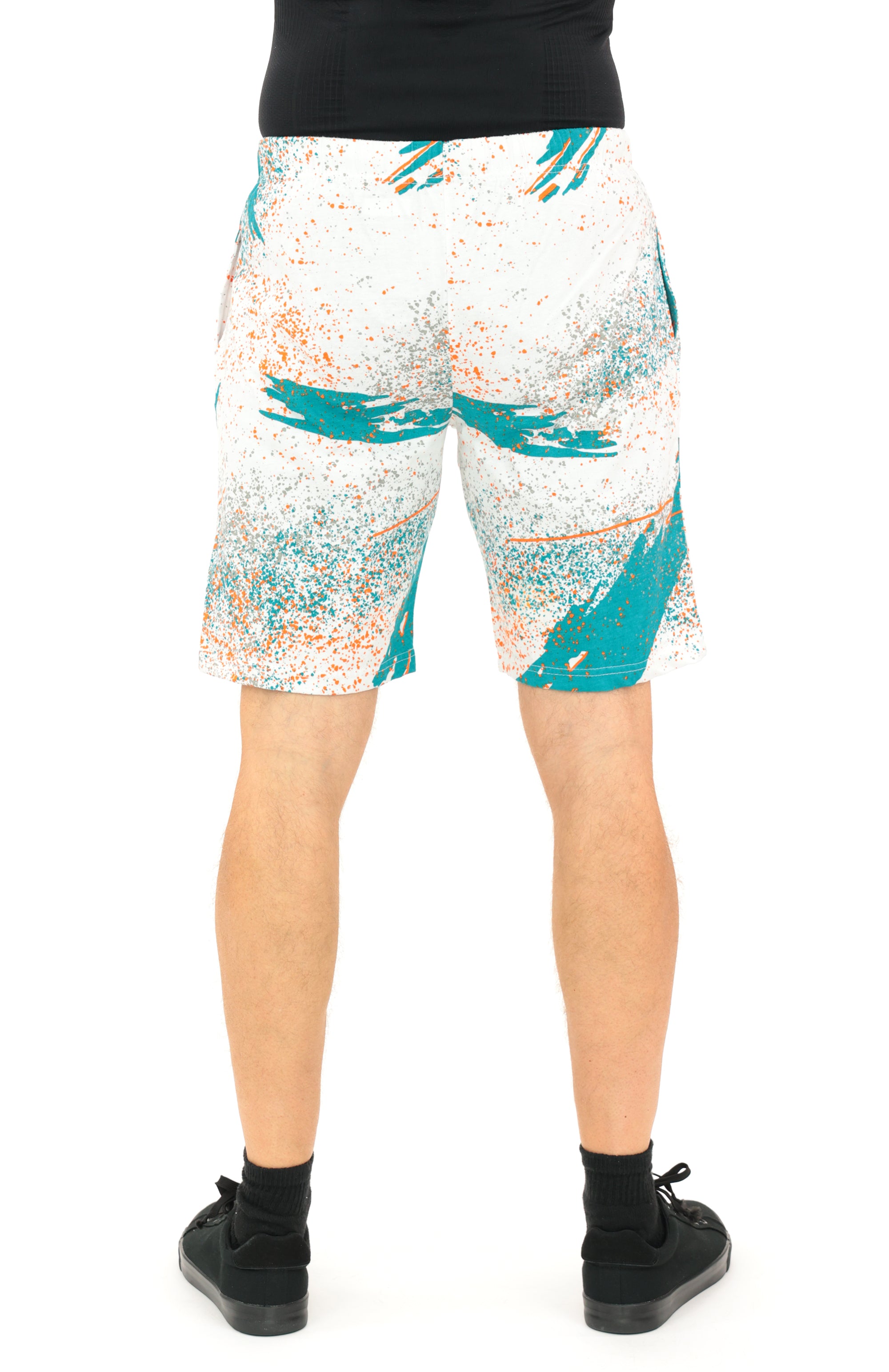 Zubaz NFL Adult Unisex Z88 Embroidered Confetti 3 Team Color Shorts, Miami Dolphins