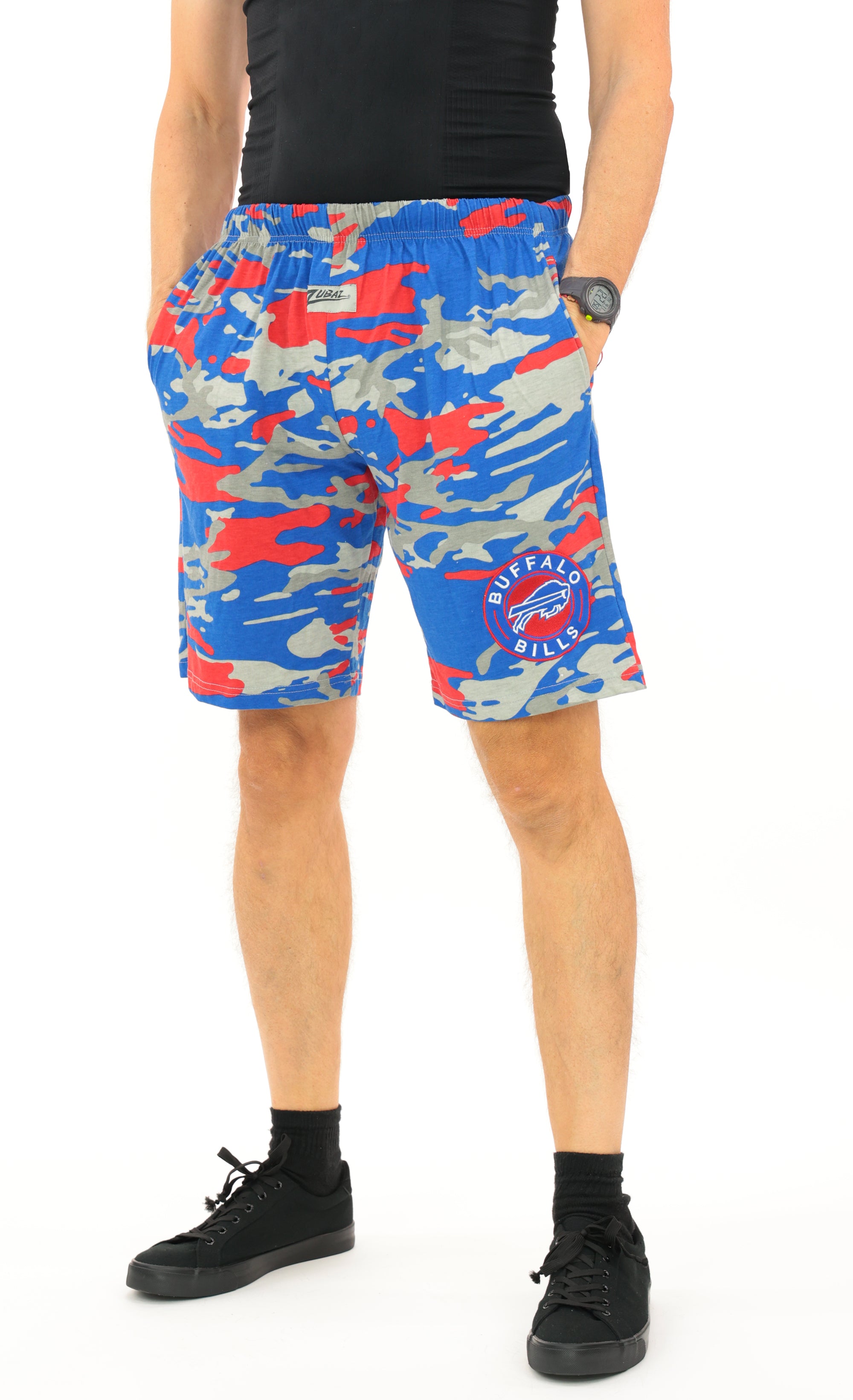 Zubaz NFL Adult Unisex Z88 Embroidered Alt Camo Shorts, Buffalo Bills