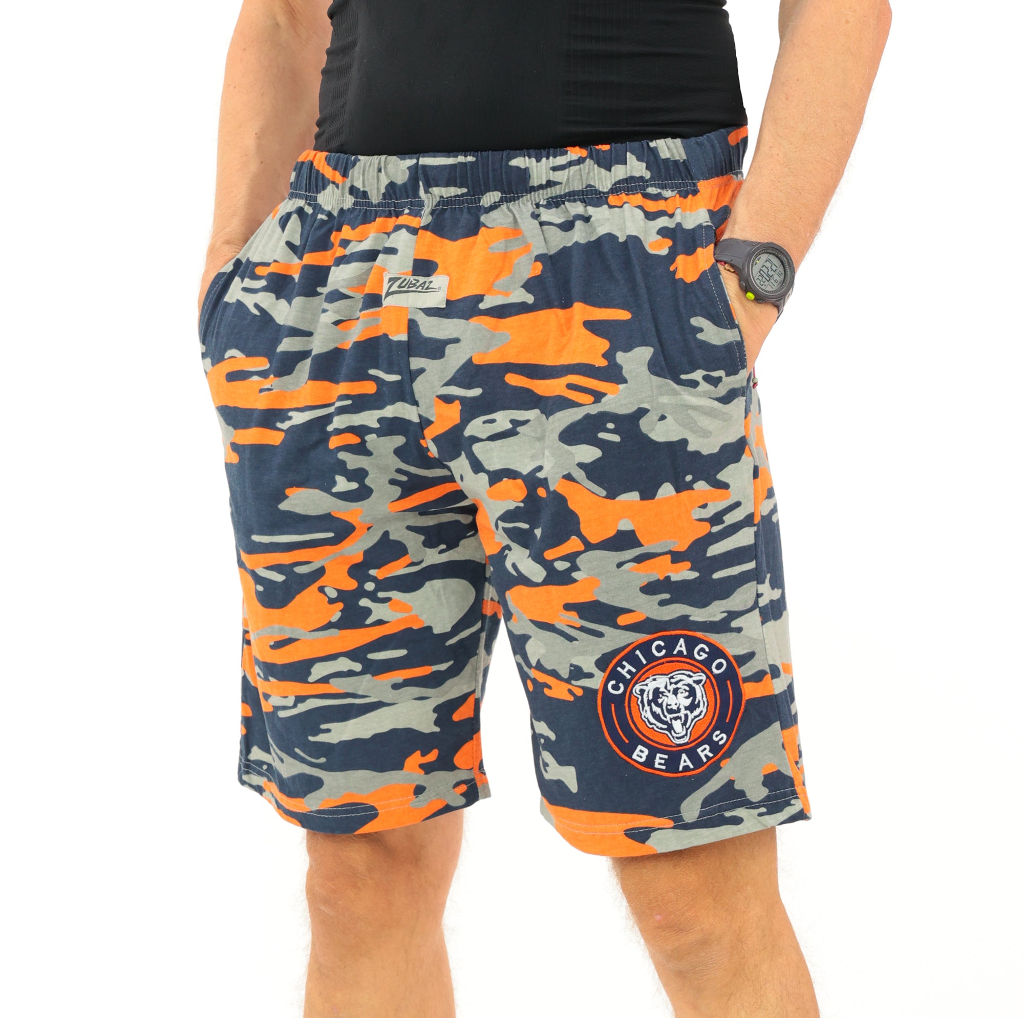 Zubaz NFL Adult Unisex Z88 Embroidered Alt Camo Shorts, Chicago Bears