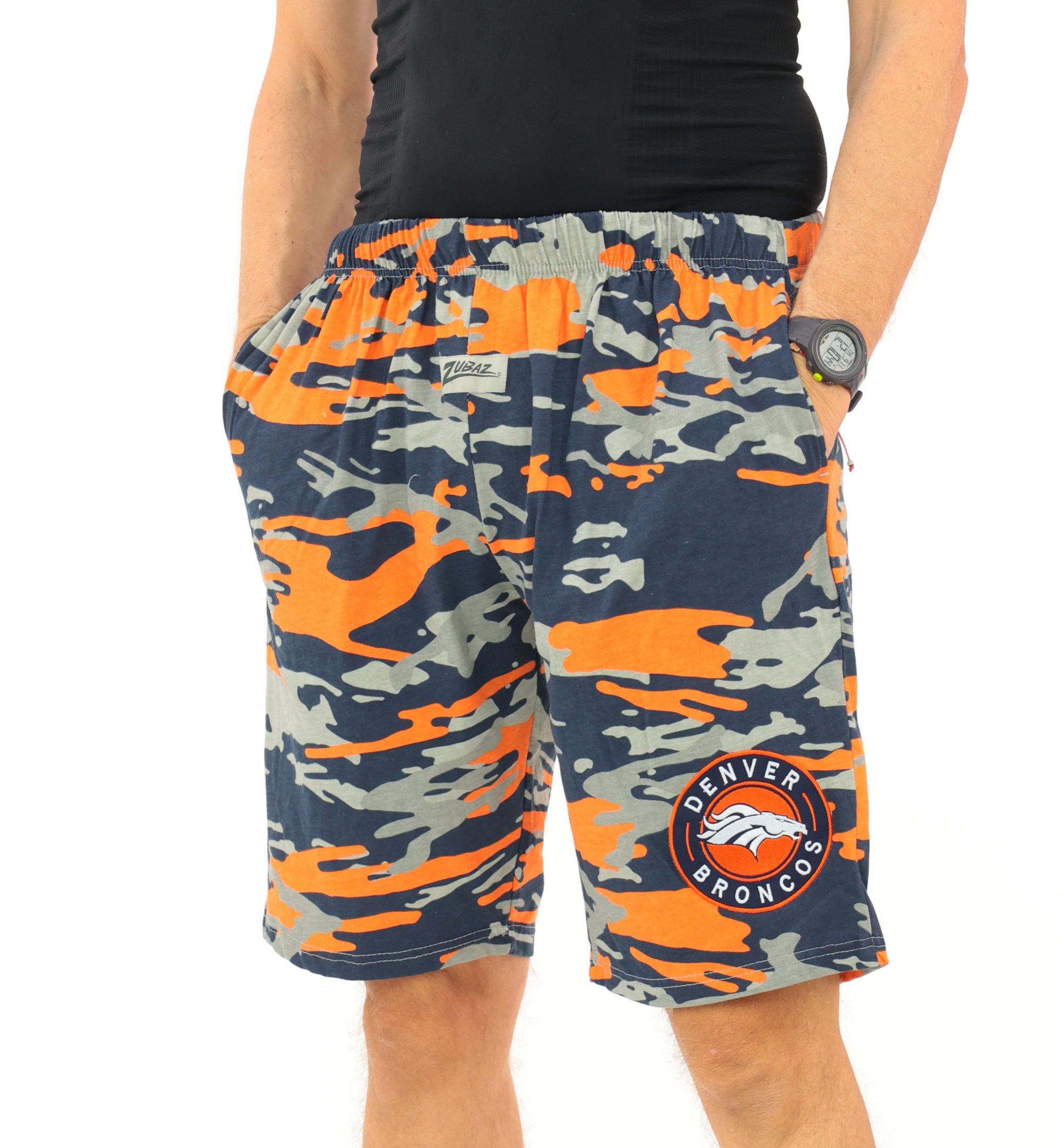 Zubaz NFL Adult Unisex Z88 Embroidered Alt Camo Shorts, Denver Broncos