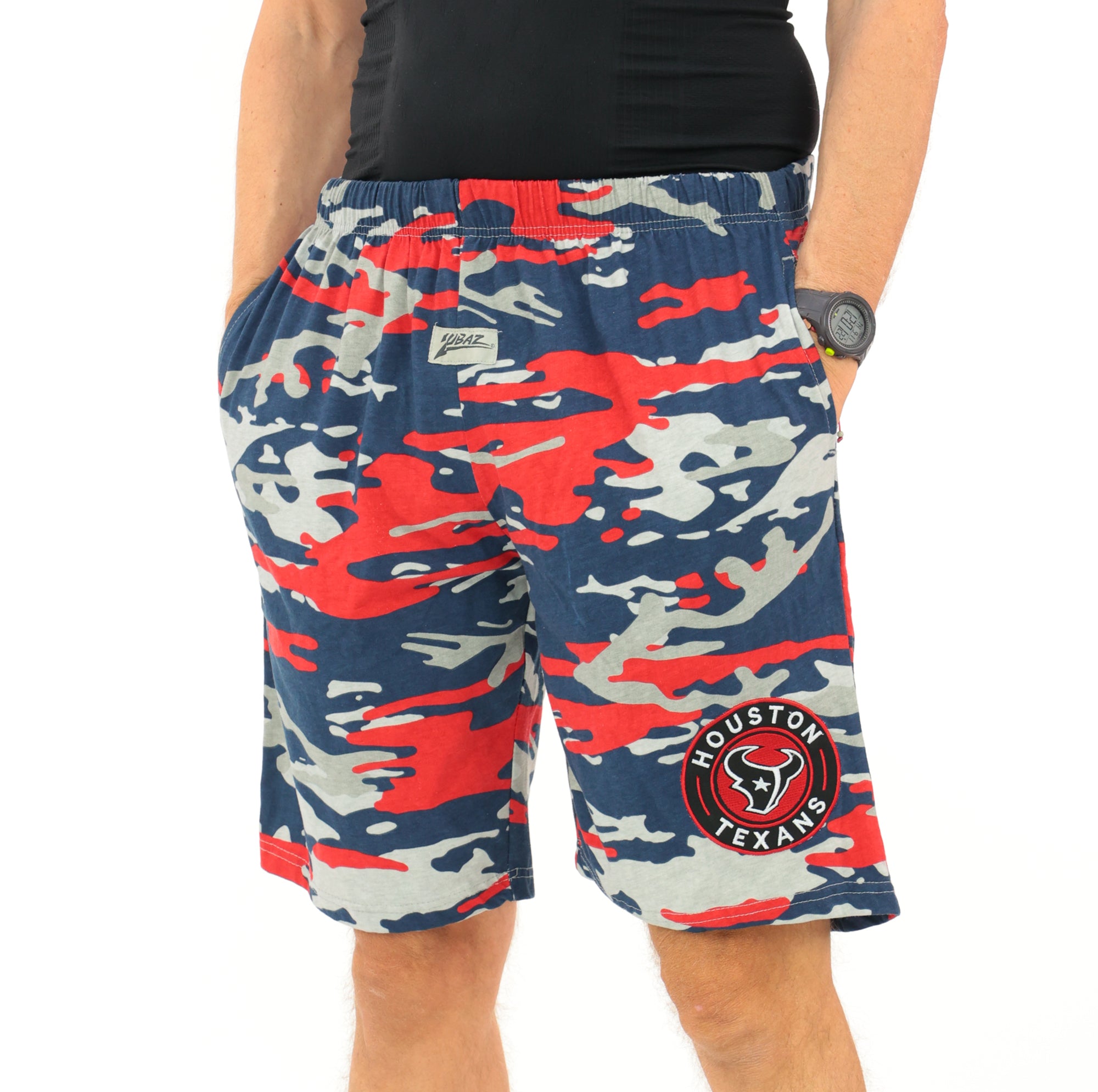 Zubaz NFL Adult Unisex Z88 Embroidered Alt Camo Shorts, Houston Texans