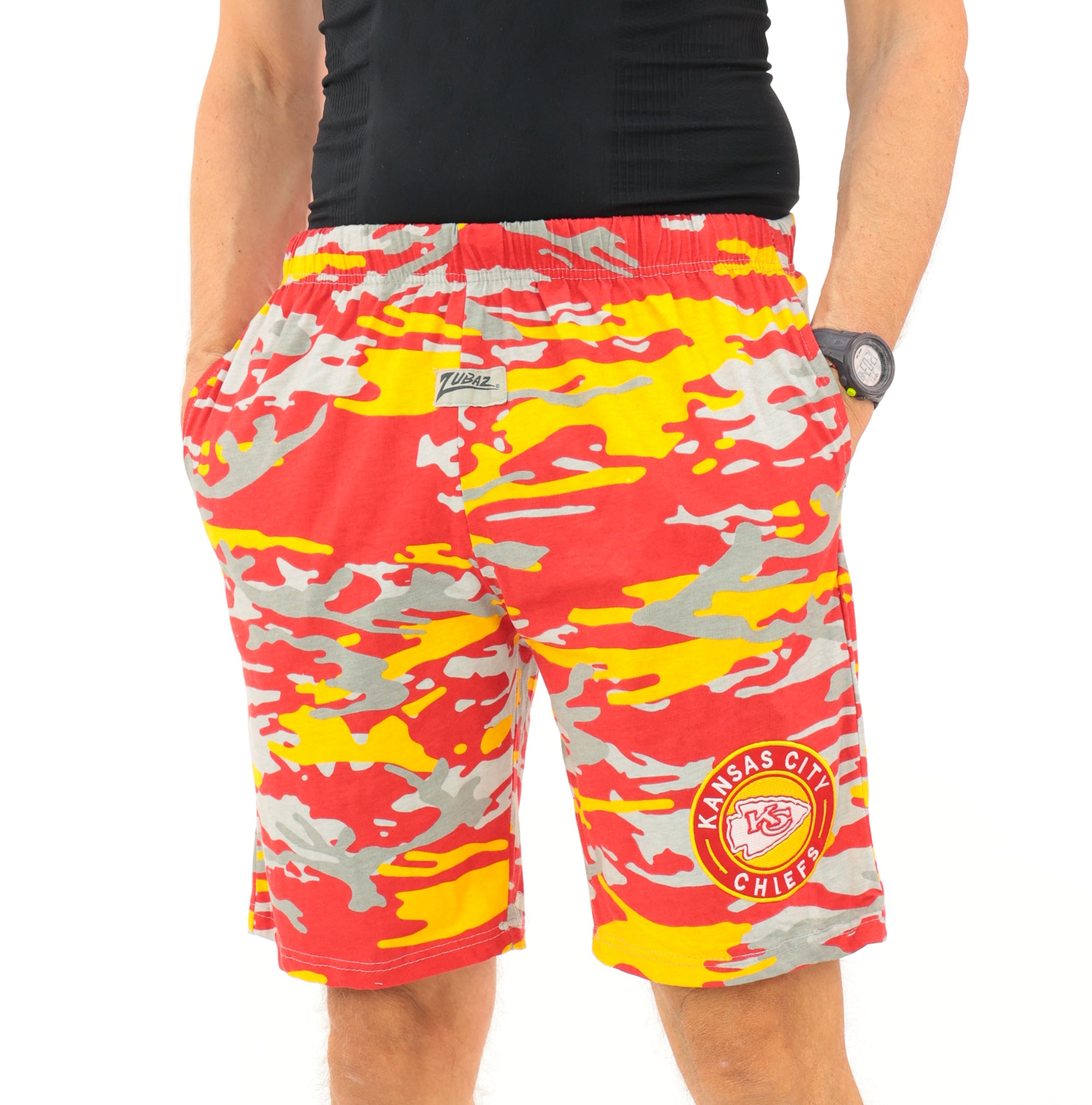 Zubaz NFL Adult Unisex Z88 Embroidered Alt Camo Shorts, Kansas City Chiefs