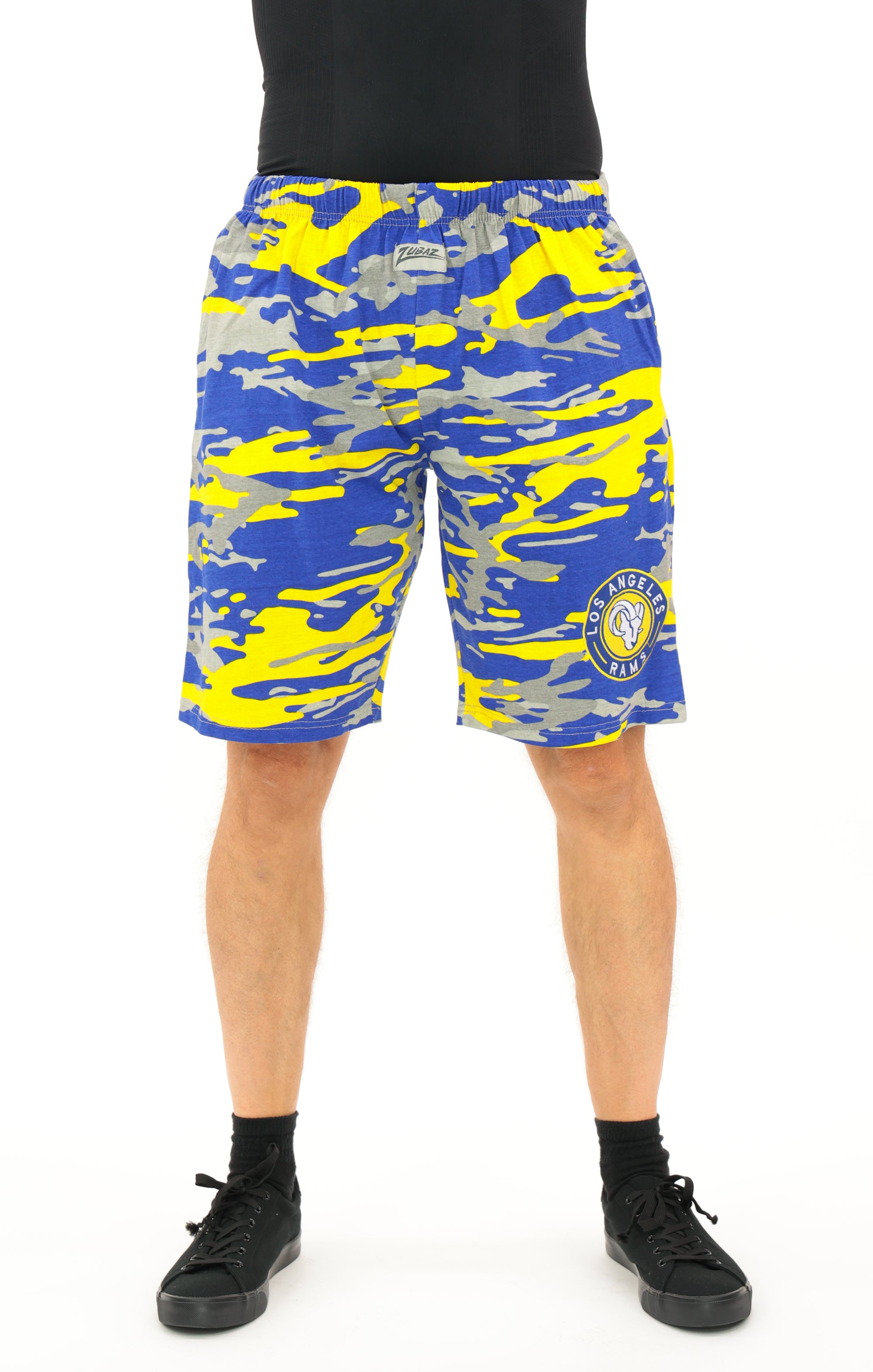 Zubaz NFL Adult Unisex Z88 Embroidered Alt Camo Shorts, Los Angeles Rams