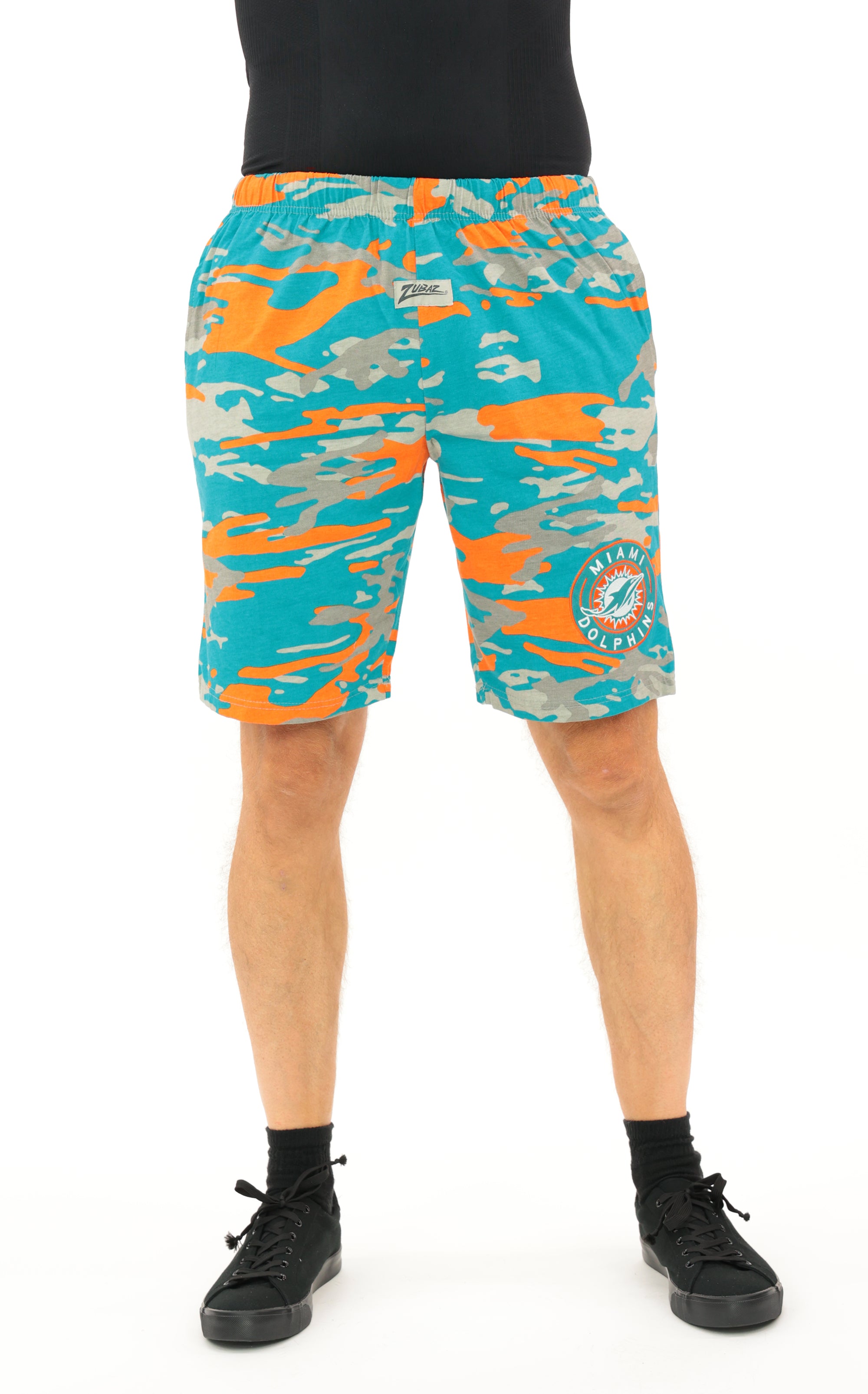 Zubaz NFL Adult Unisex Z88 Embroidered Alt Camo Shorts, Miami Dolphins