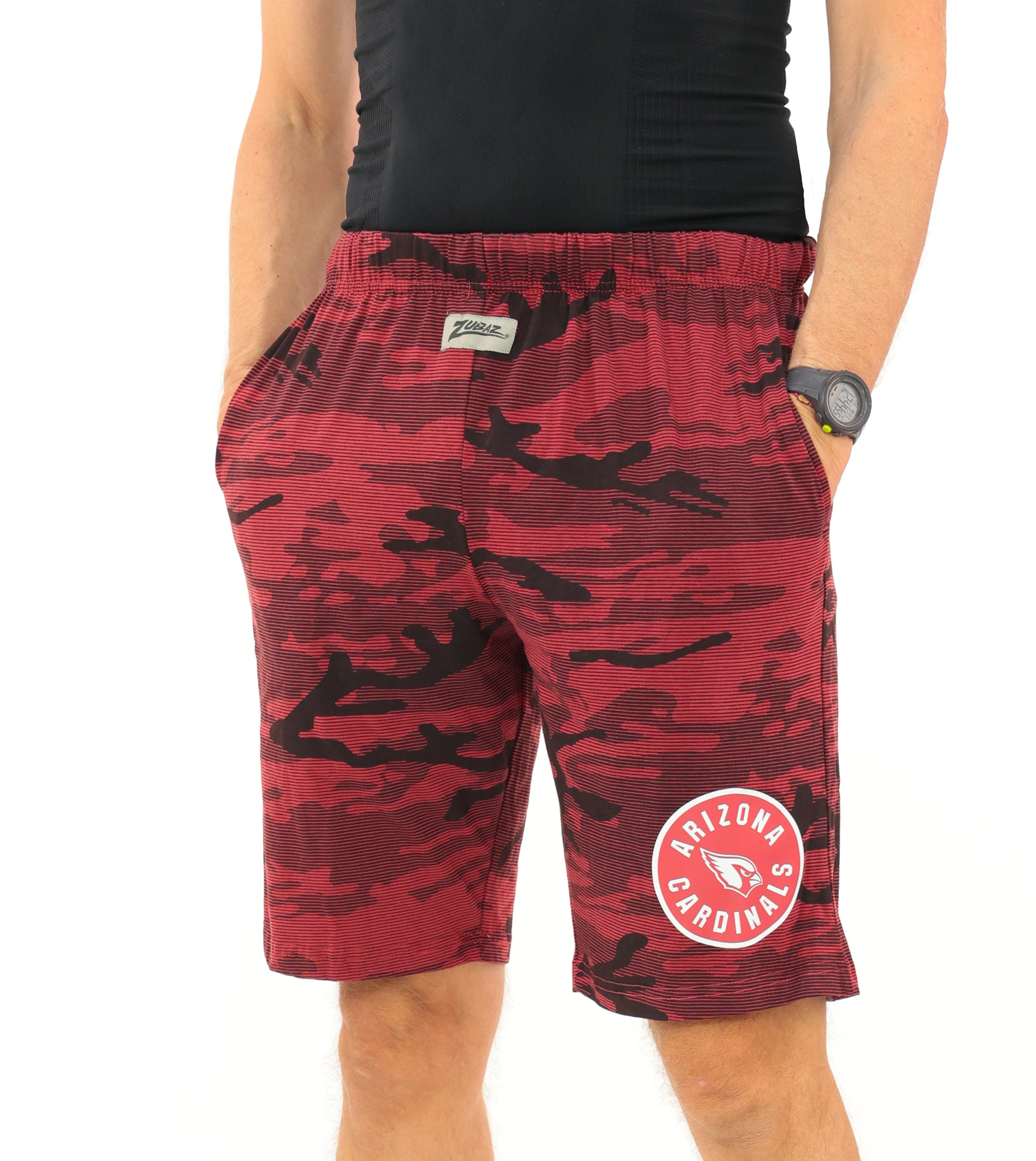 Zubaz NFL Adult Unisex Z88 Camo Lines Shorts, Arizona Cardinals