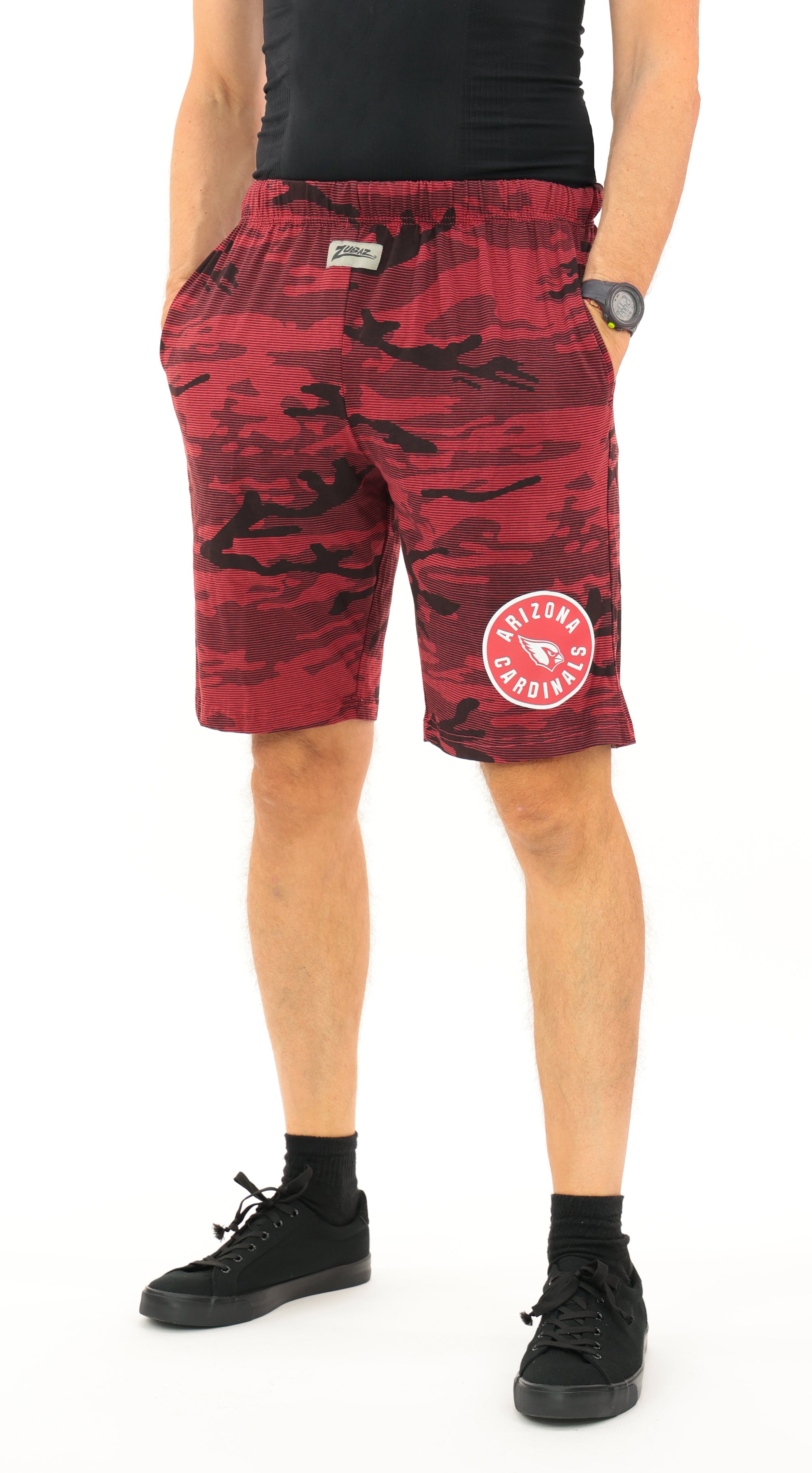 Zubaz NFL Adult Unisex Z88 Camo Lines Shorts, Arizona Cardinals