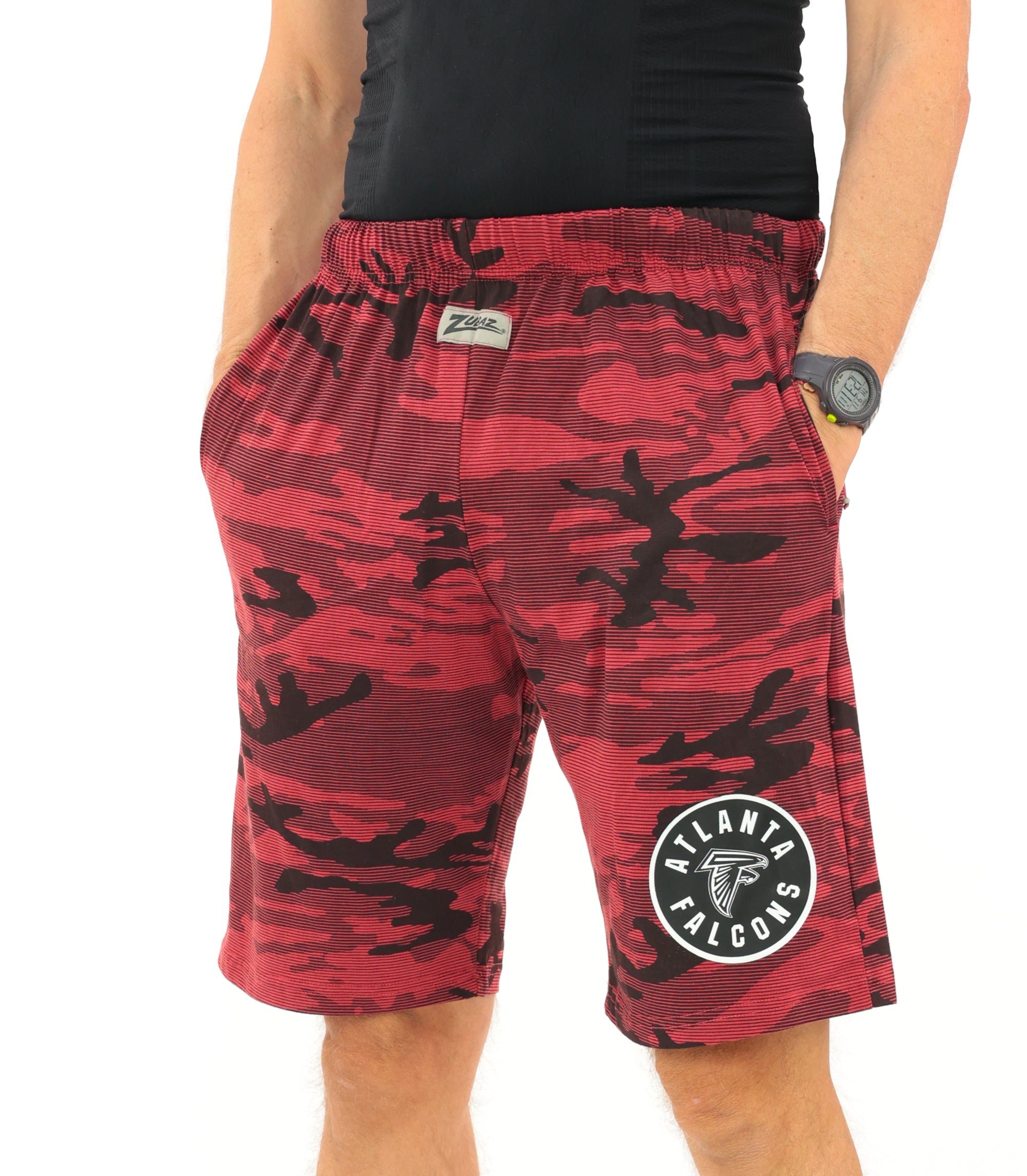 Zubaz NFL Adult Unisex Z88 Camo Lines Shorts, Atlanta Falcons