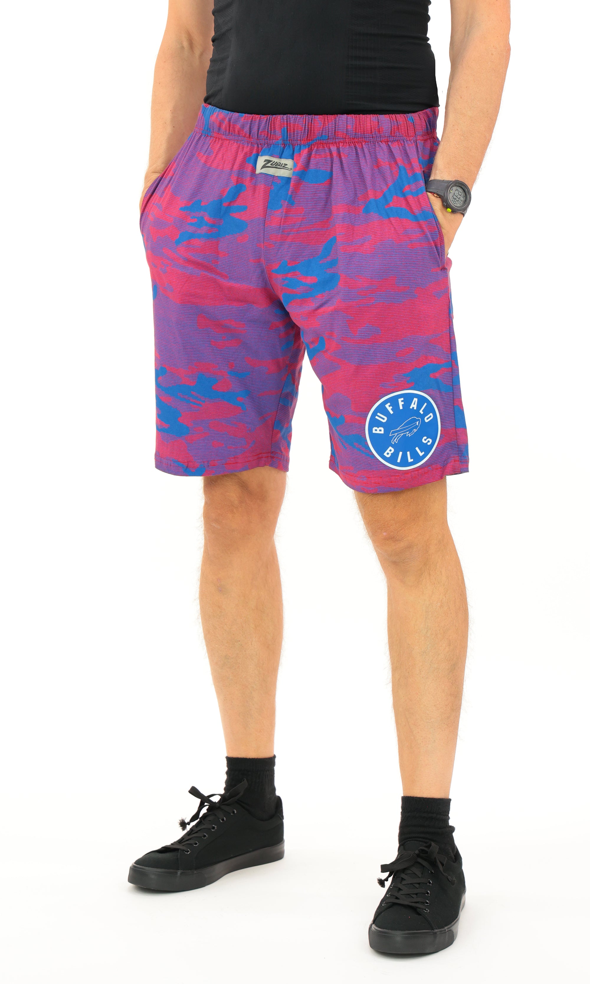 Zubaz NFL Adult Unisex Z88 Camo Lines Shorts, Buffalo Bills