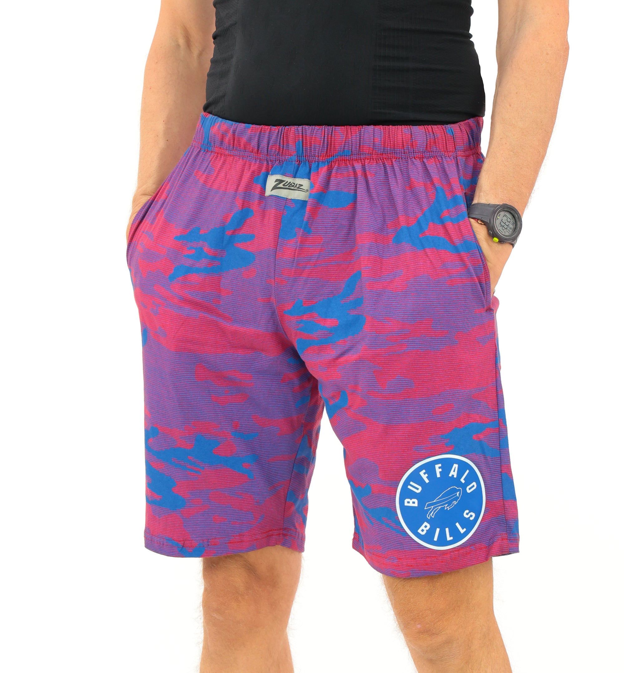 Zubaz NFL Adult Unisex Z88 Camo Lines Shorts, Buffalo Bills